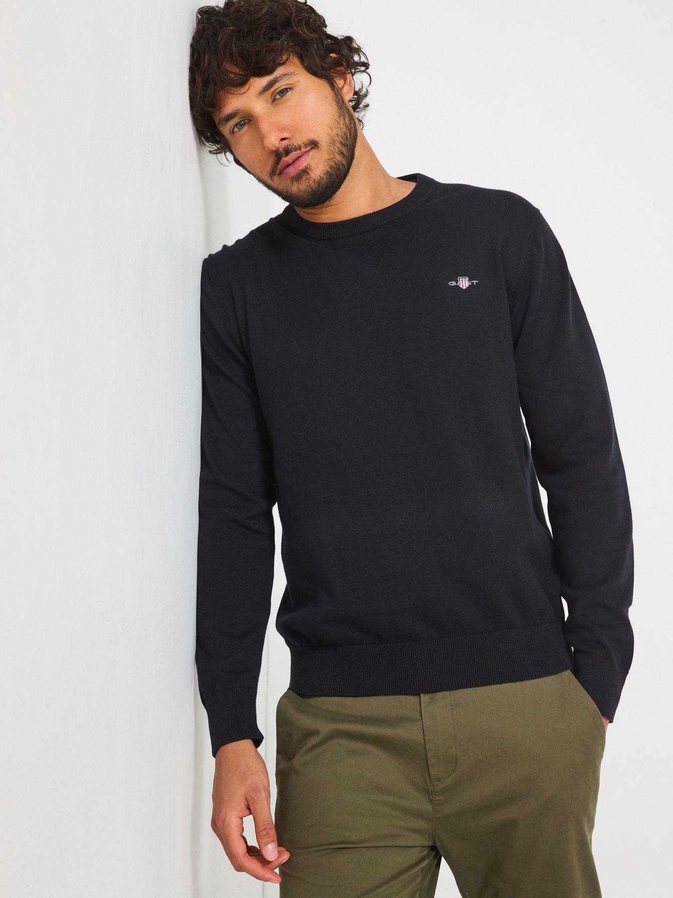 Image 1 of 6 of GANT Classic Cotton Crew Neck Knitted Jumper - Black