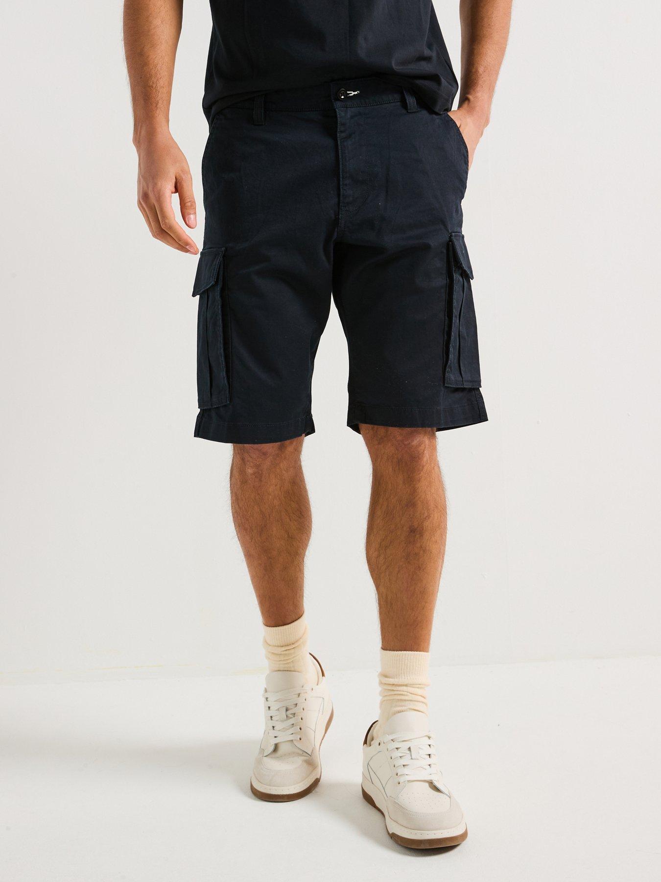 undefined Relaxed Fit Twil Cargo Shorts - Black