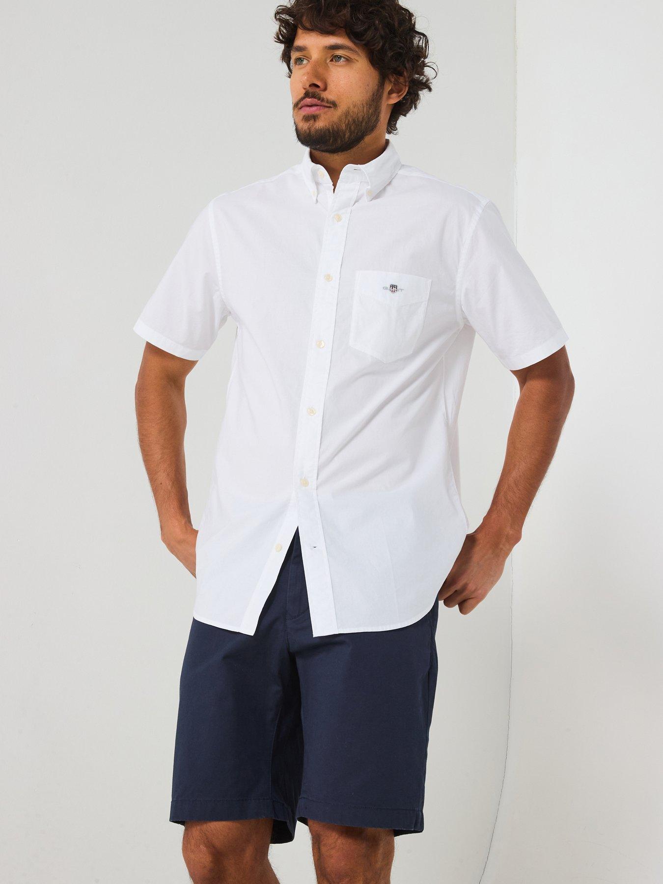 undefined Regular Fit Classic Poplin Short Sleeve Shirt - White
