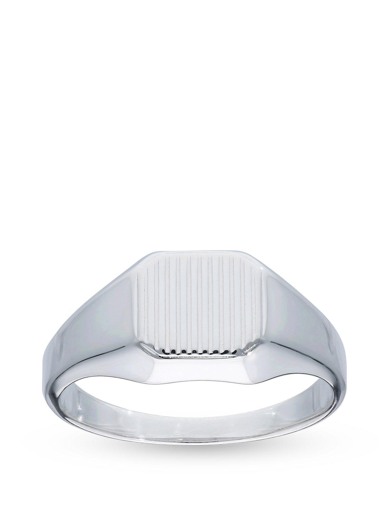 Product photograph of The Love Collection Gents Sterling Silver Textured Signet Ring from very.co.uk