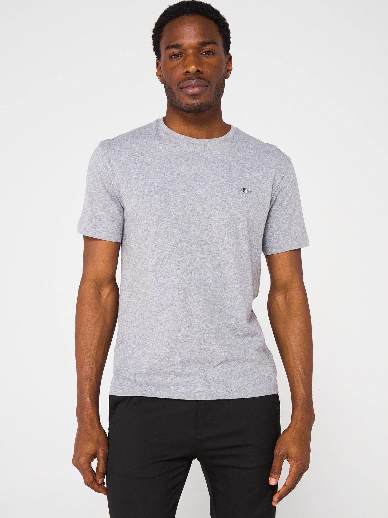 Image 1 of 6 of GANT Regular Fit Short Sleeve T-Shirt - Grey
