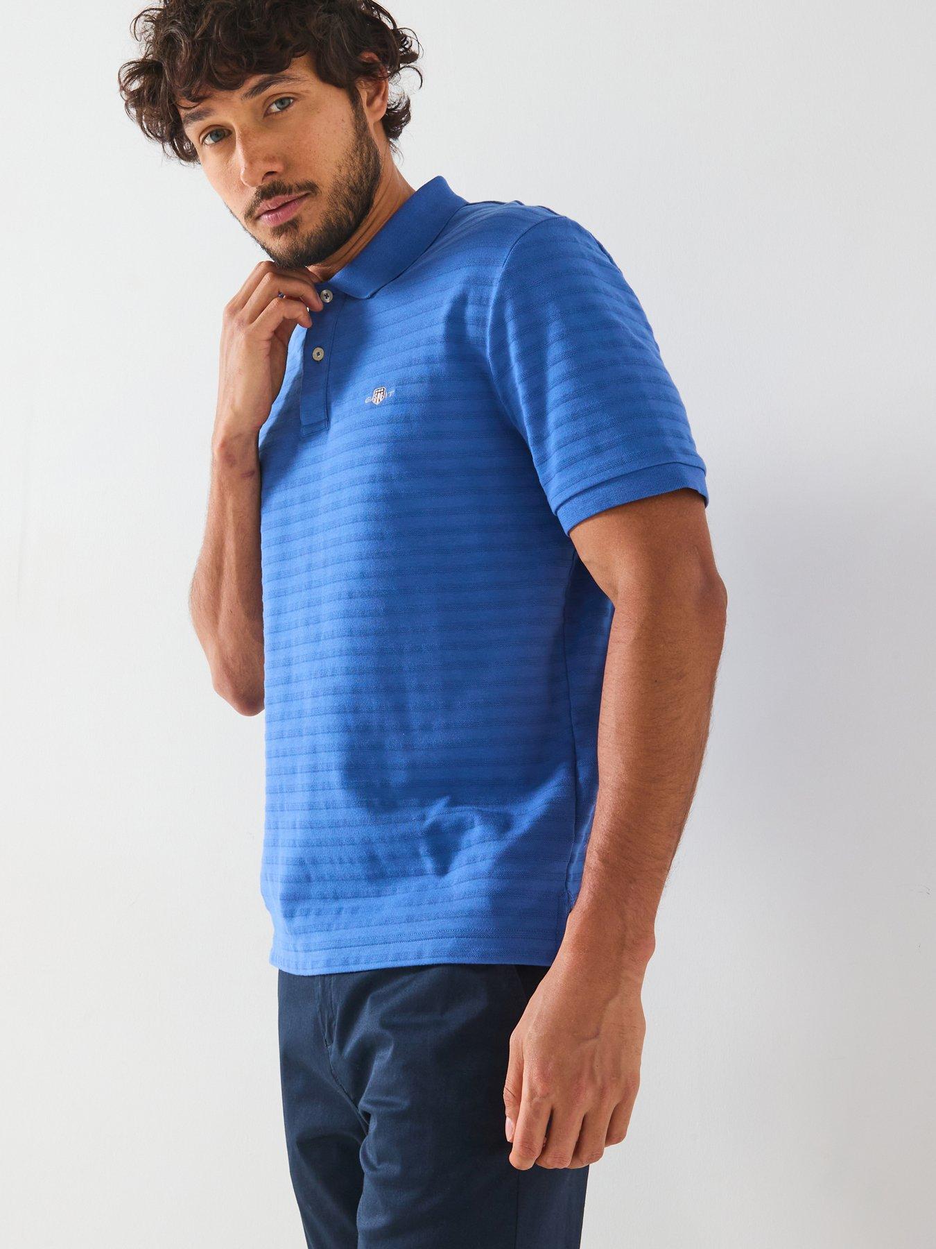 undefined Textured Stripe Polo Shirt - Bright Blue