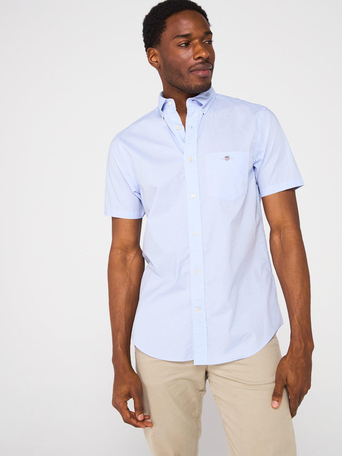 undefined Regular Fit Classic Oxford Short Sleeve Shirt - Light Blue
