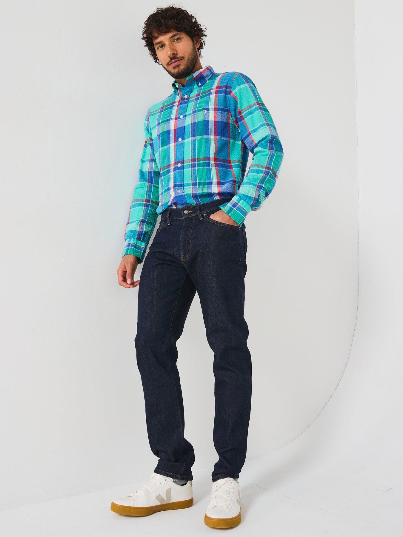 Image 3 of 6 of GANT Regular Fit Seersucker Check Print Long Sleeve Shirt - Blue