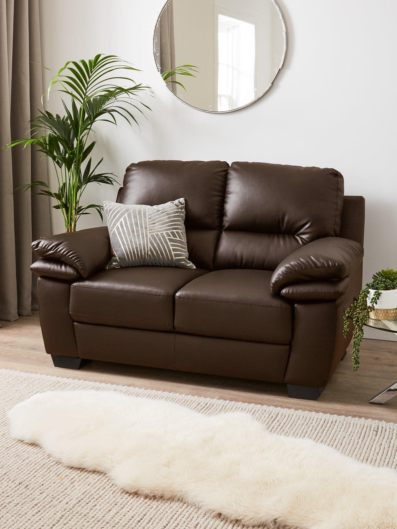 Product photograph of Leona 2 Seater Faux Leather Sofa from very.co.uk