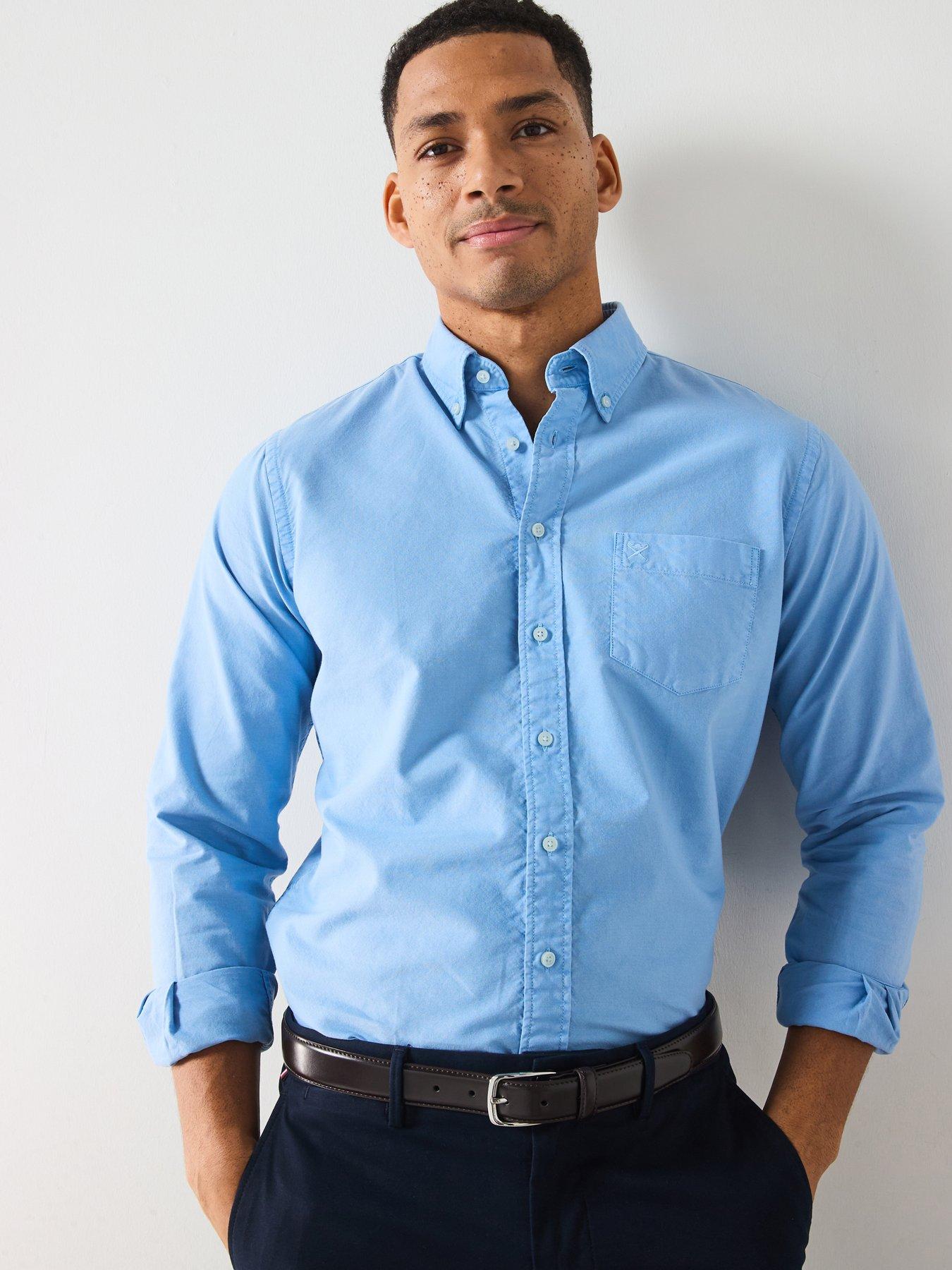 Image of Hackett Delave Tailored Fit Oxford Shirt - Blue, BLUE, Size M, Men