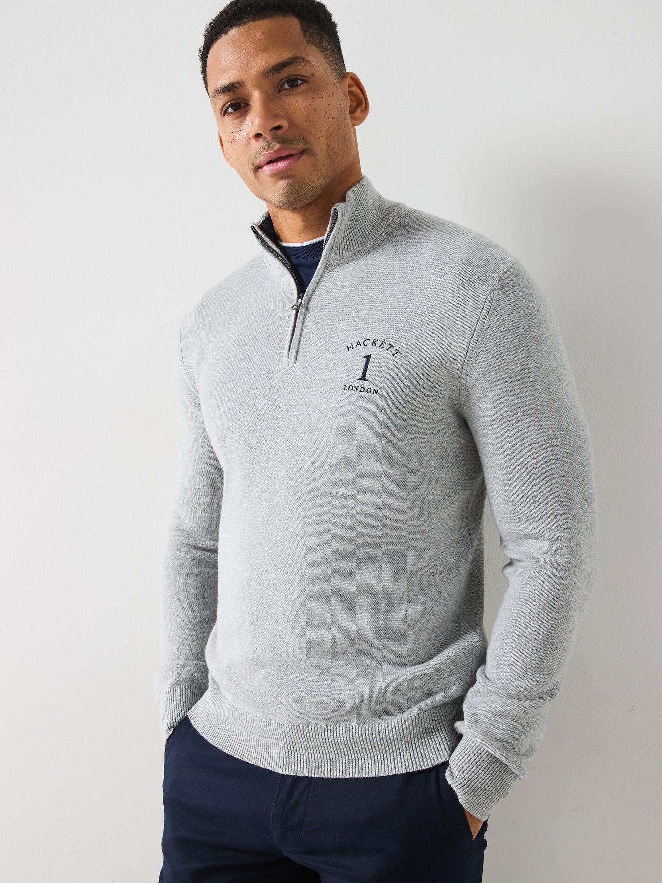 Hackett Zip Jumper Hackett London Merino Wool Silk Blend Quarter