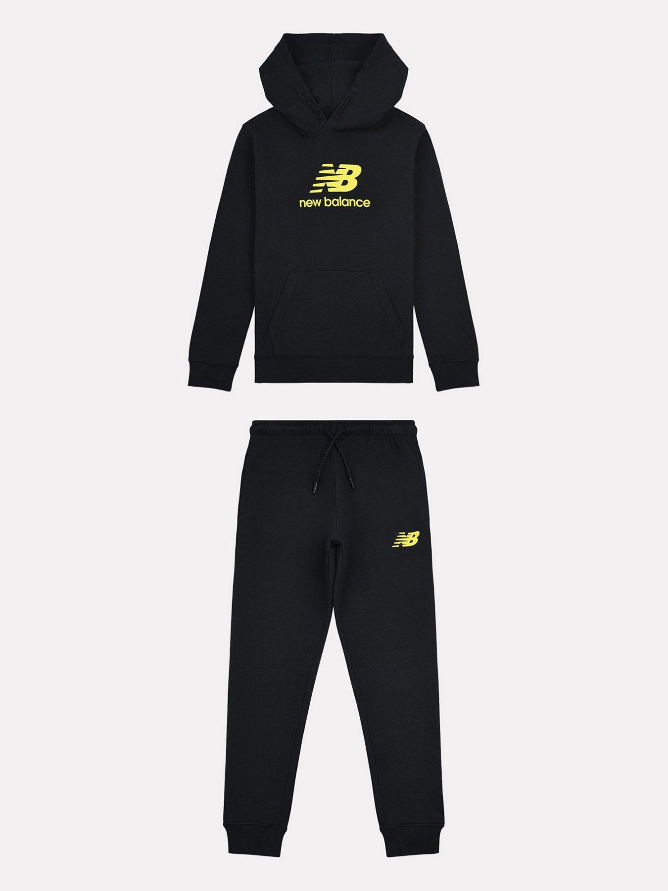 Image 1 of 6 of New Balance Kids Boys French Terry Stacked Logo Hoodie and Jogger Set - Black