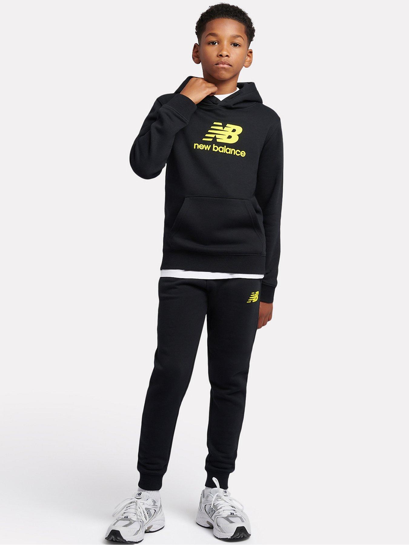Image 2 of 6 of New Balance Kids Boys French Terry Stacked Logo Hoodie and Jogger Set - Black