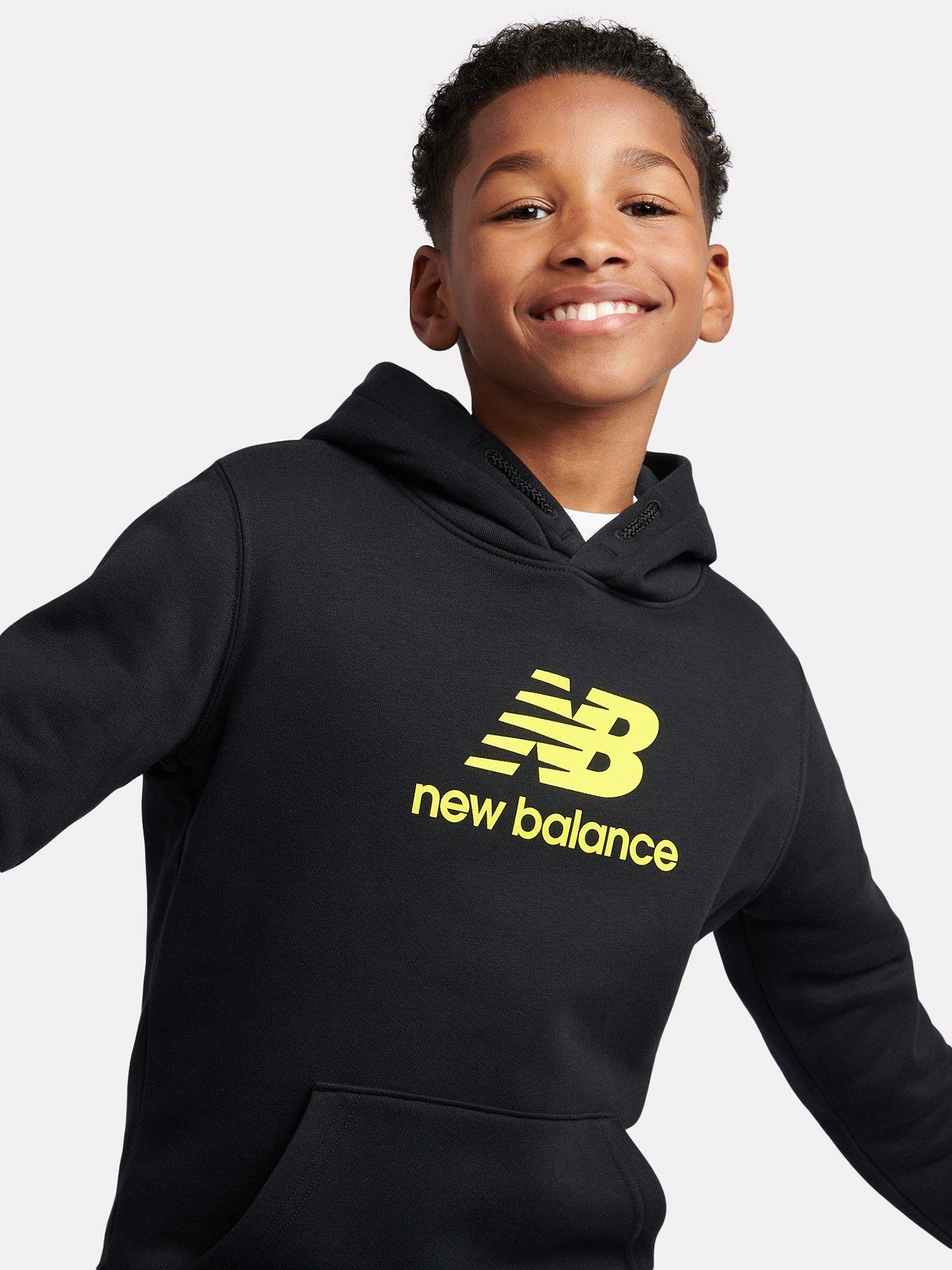 Image 5 of 6 of New Balance Kids Boys French Terry Stacked Logo Hoodie and Jogger Set - Black