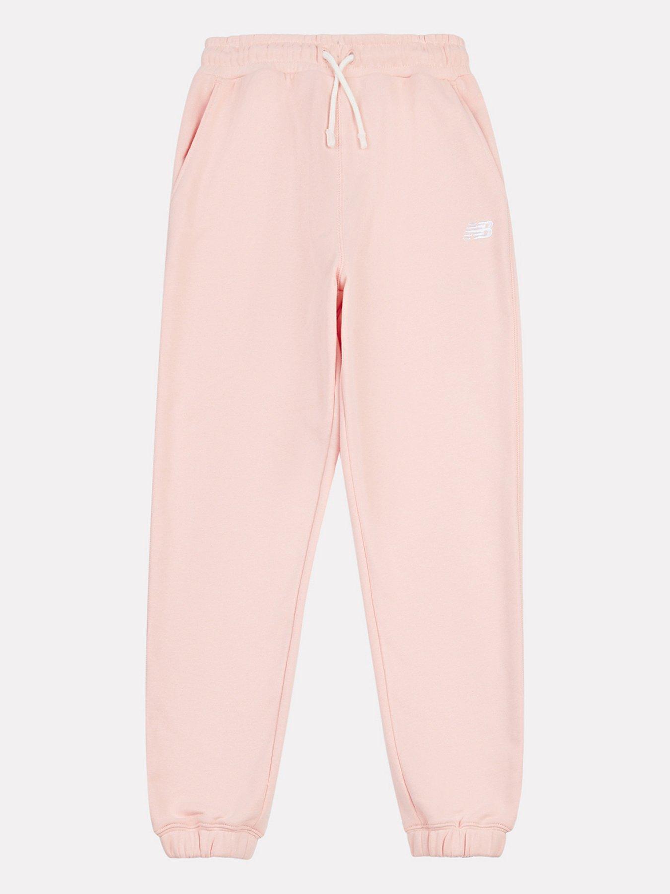 New Balance Junior Girls French Terry Small Logo Jogger - Light Pink