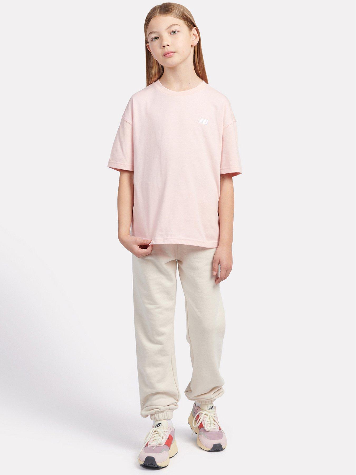 Image 2 of 5 of New Balance Junior Girls Jersey Small Logo Tee - Light Pink