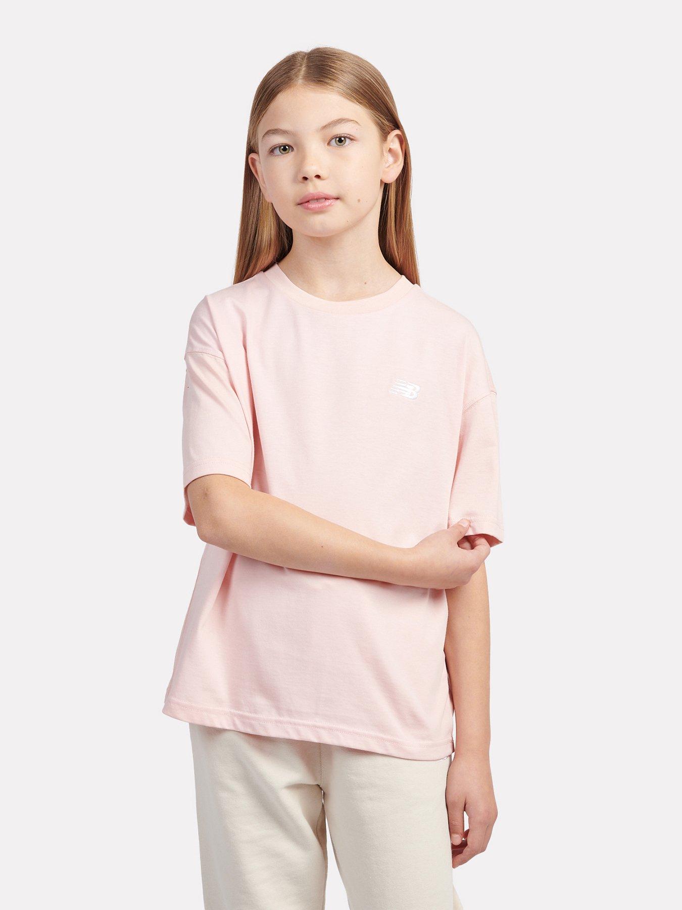Image 4 of 5 of New Balance Junior Girls Jersey Small Logo Tee - Light Pink