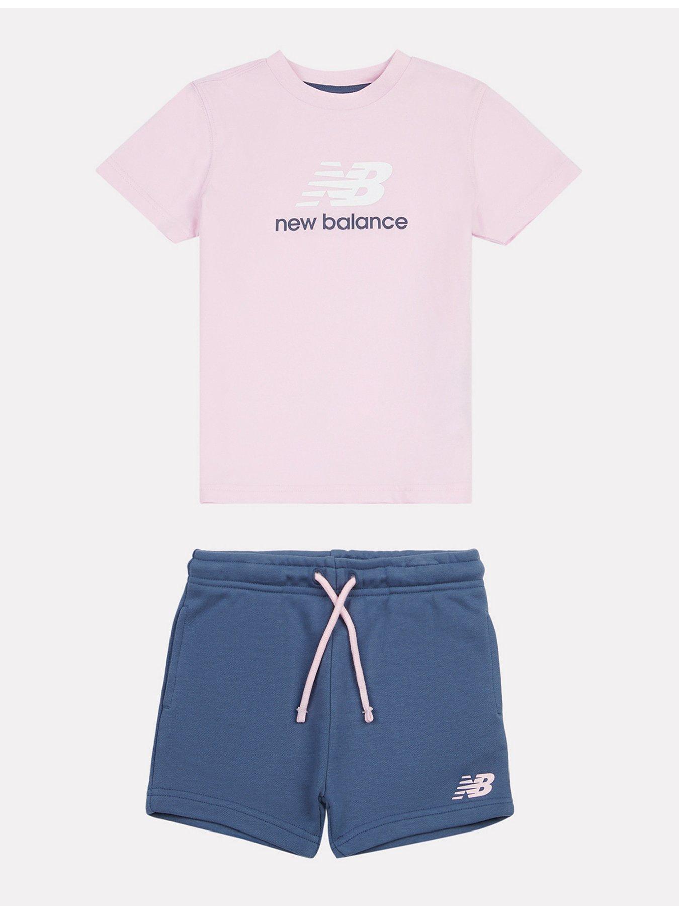 undefined Kids Girls Tee and French Terry Short Set - Grey/Pink