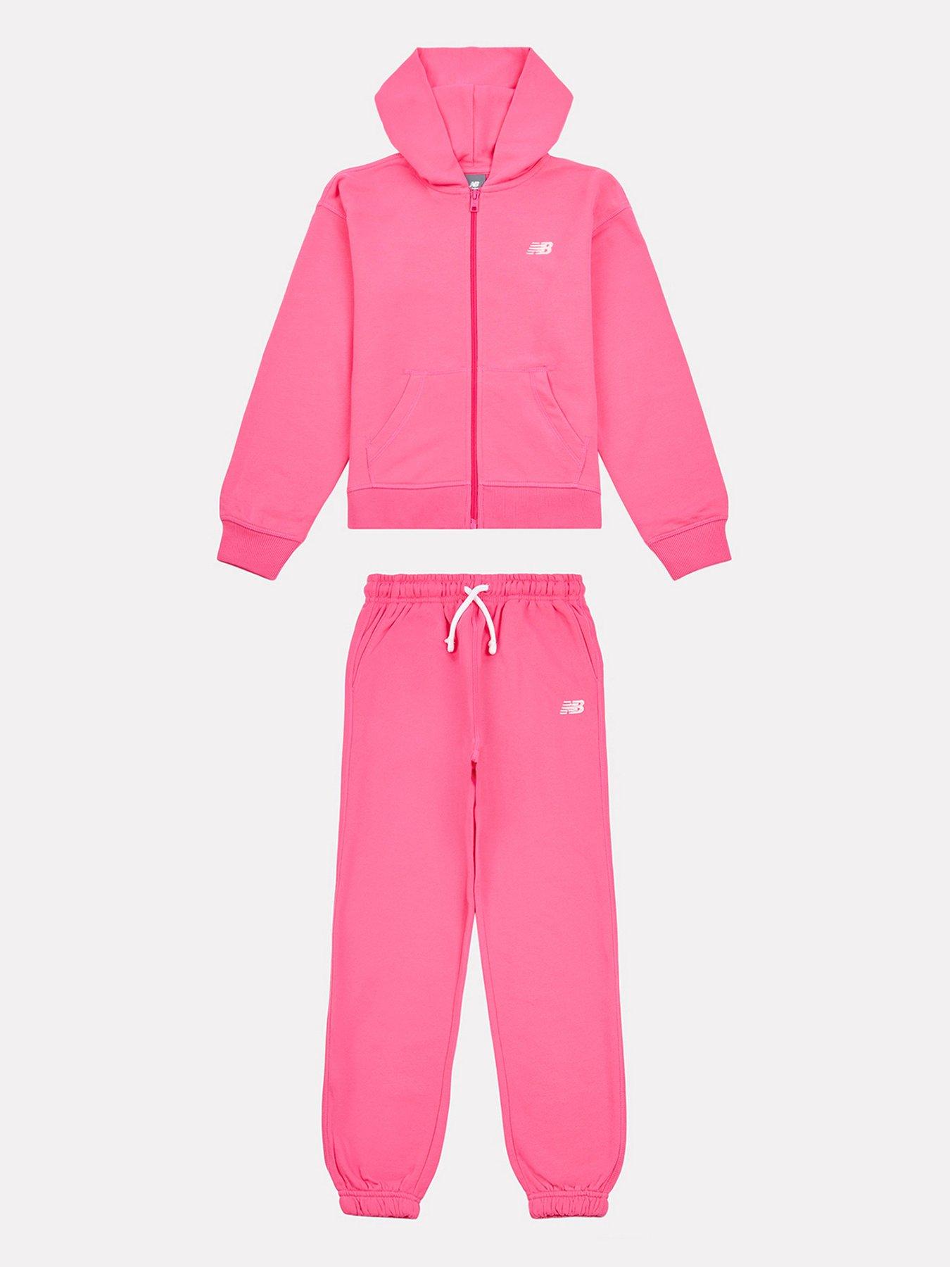 undefined Junior Girls Small Logo Zip Hoodie and Jogger Set - Pink