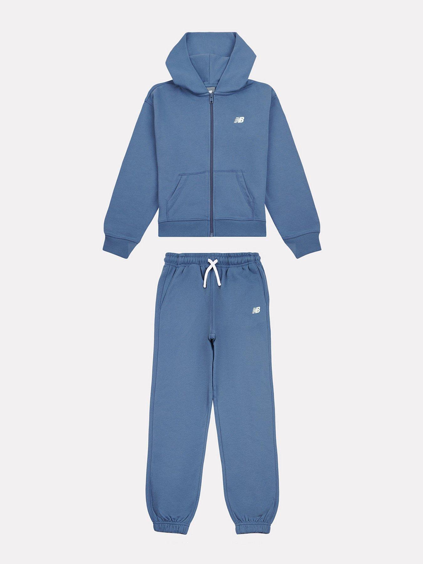 undefined Junior Girls Small Logo Zip Hoodie and Jogger Set - Navy