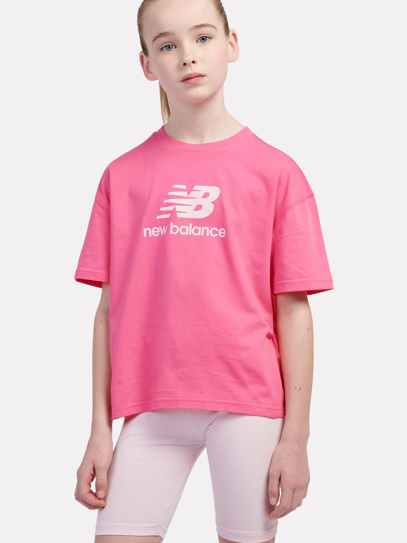 undefined Junior Girls Stacked Logo Tee and Cycling Short Set - Pink