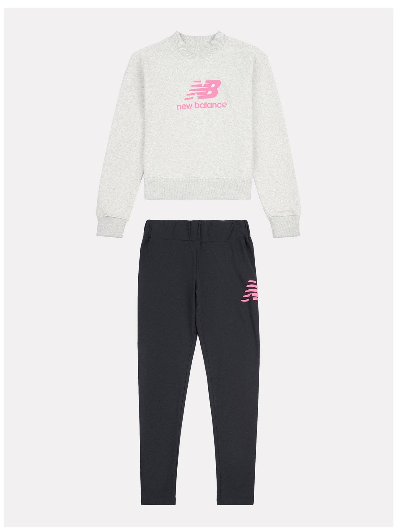 undefined Junior Girls Stacked Logo Crew and Legging Set - Black/Grey