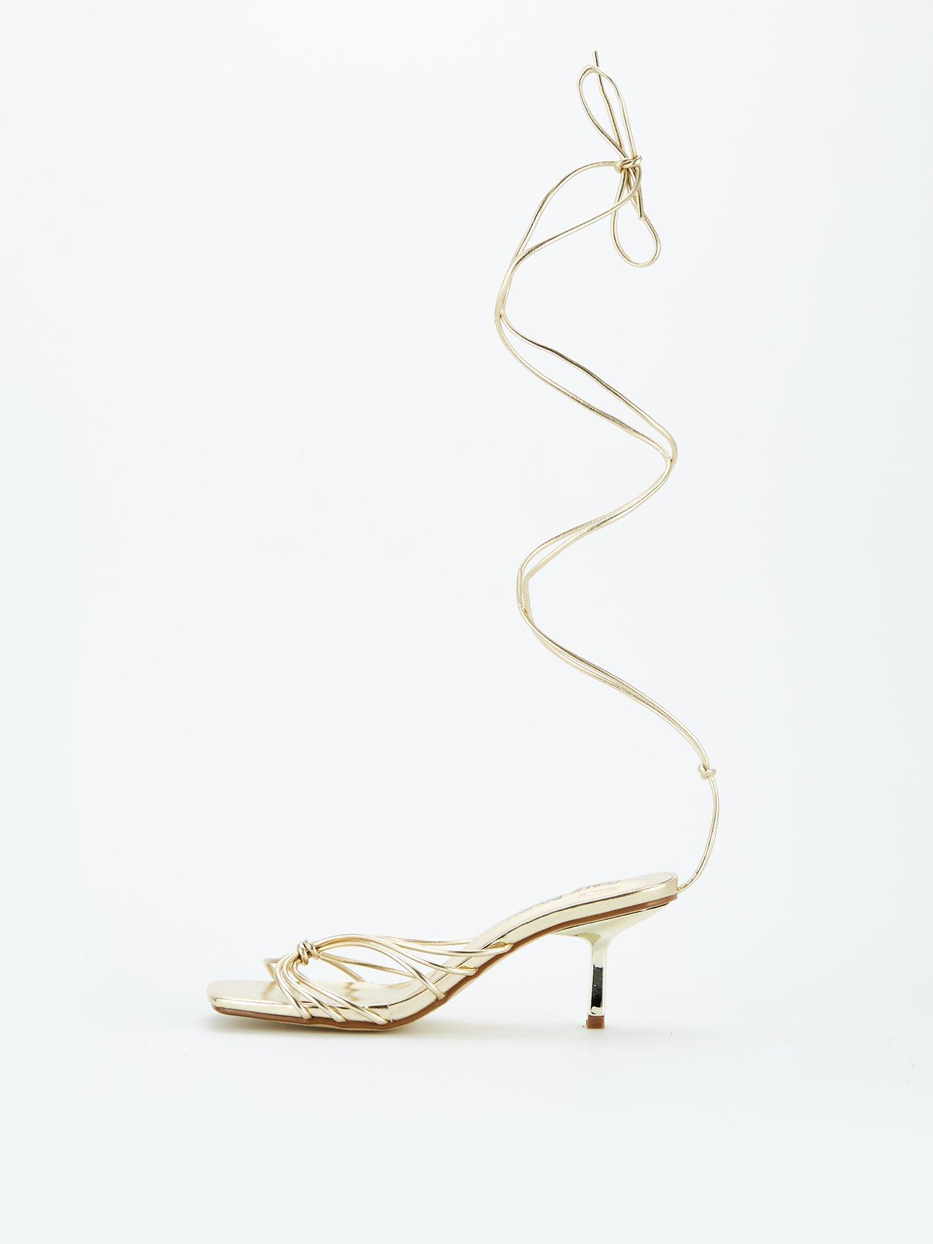 undefined Nora Strappy Mid Heel Sandals - Gold