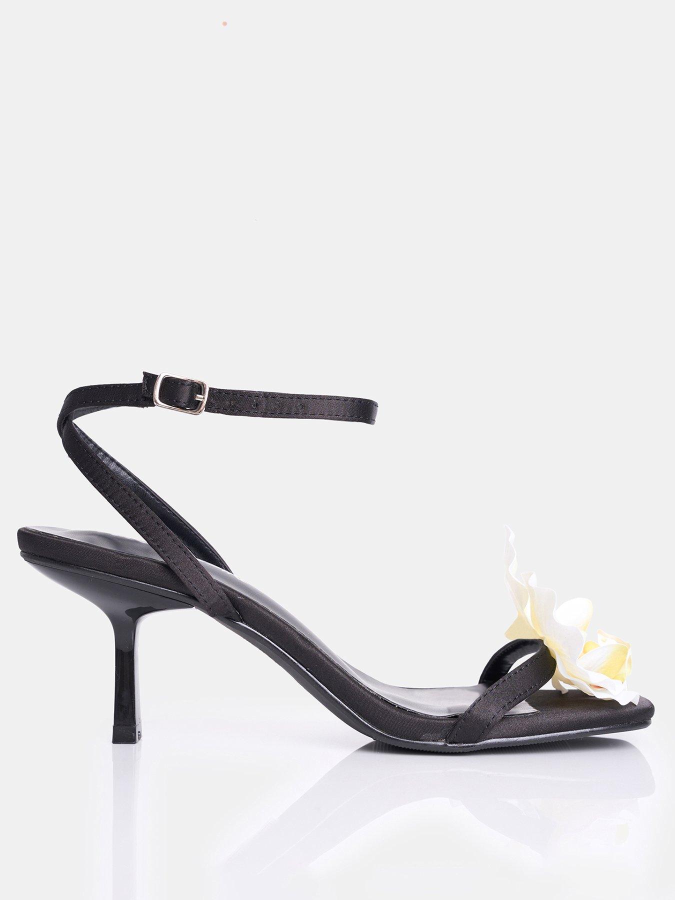 Image 2 of 5 of Public Desire Nara Flower Detail Heels - Black