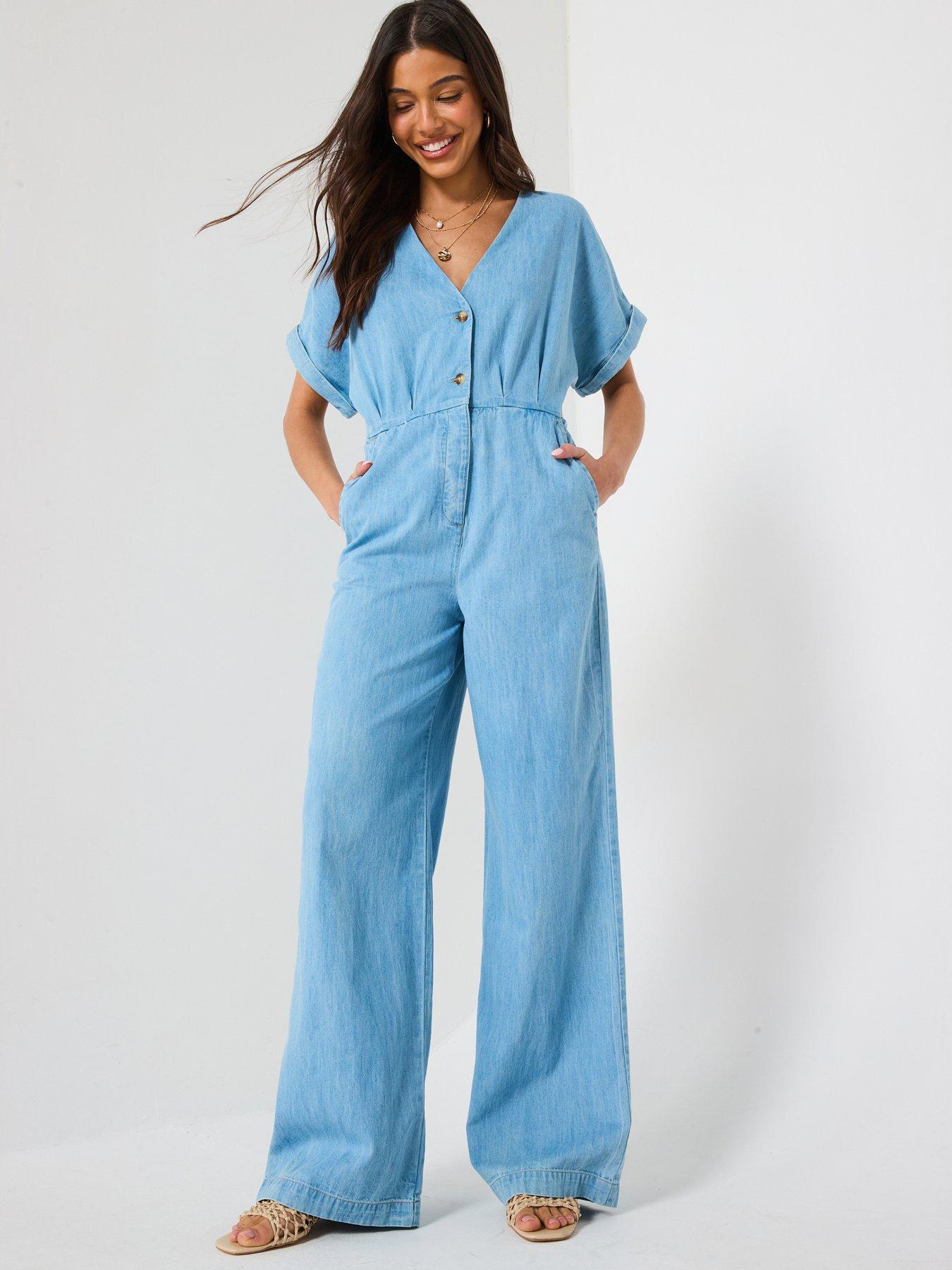 undefined Soft Denim Jumpsuit - Light Wash