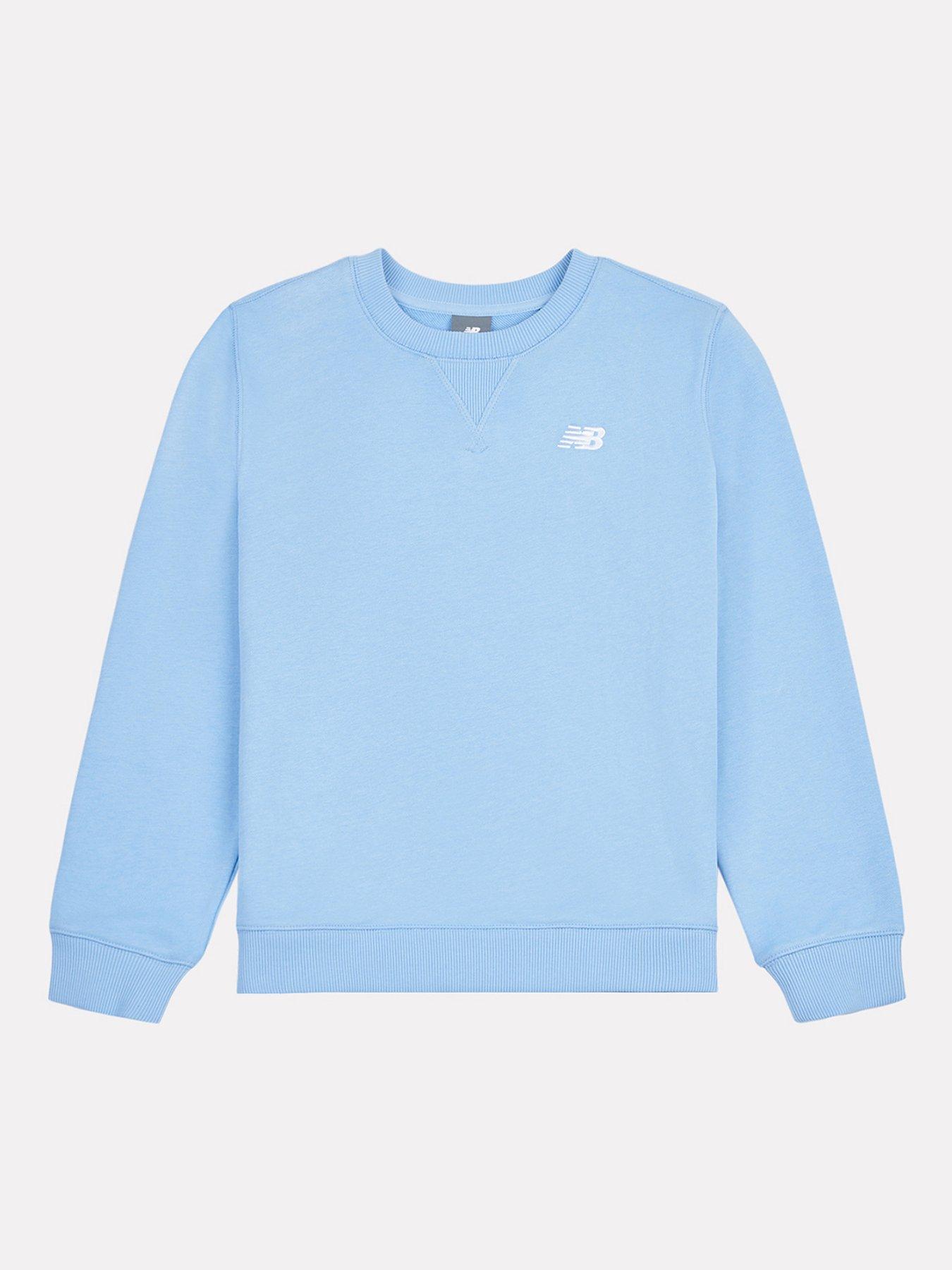 undefined Junior Boys French Terry Small Logo Crew - Sky Blue