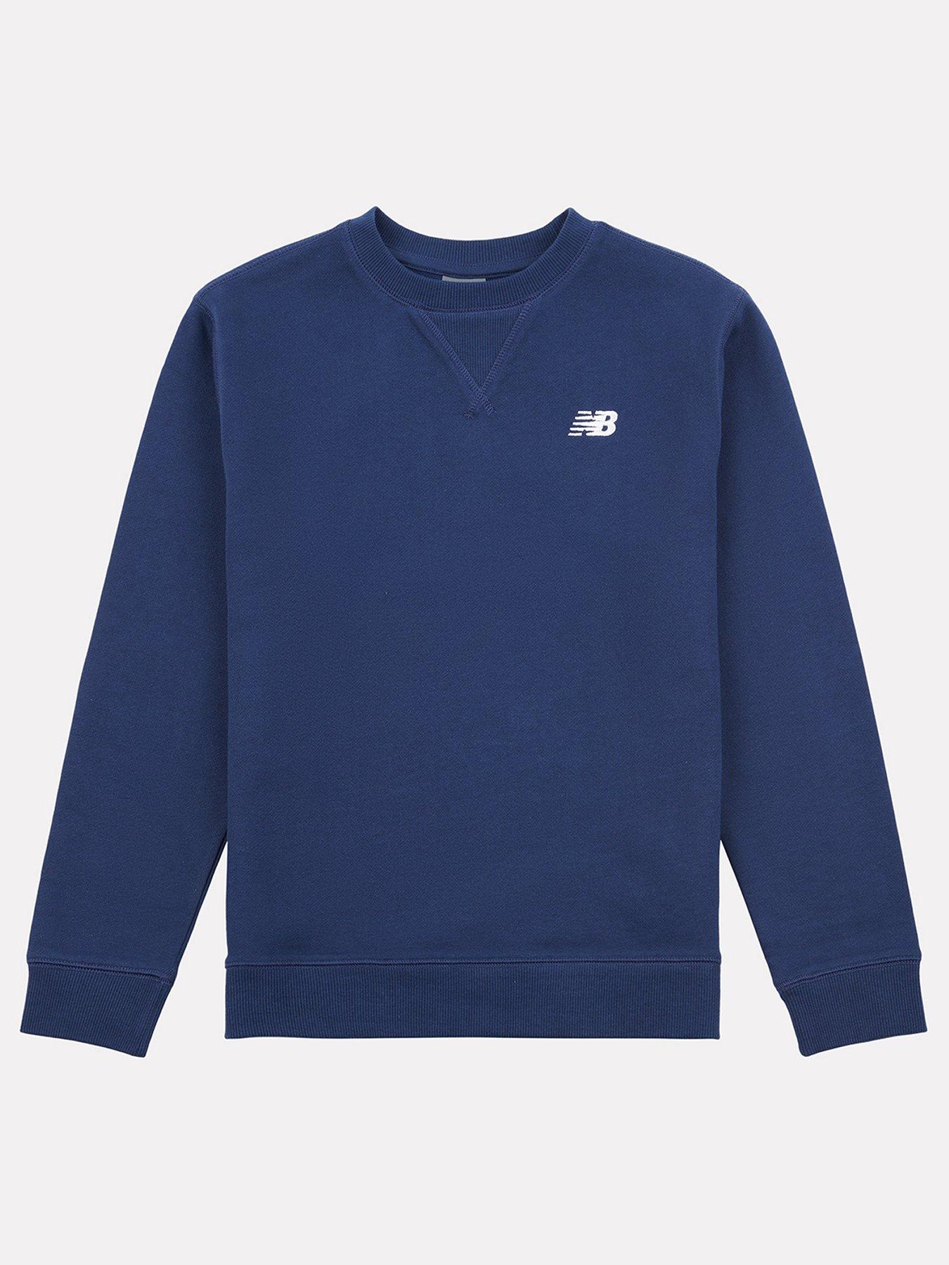 Image 1 of 5 of New Balance Junior Boys French Terry Small Logo Crew - Navy
