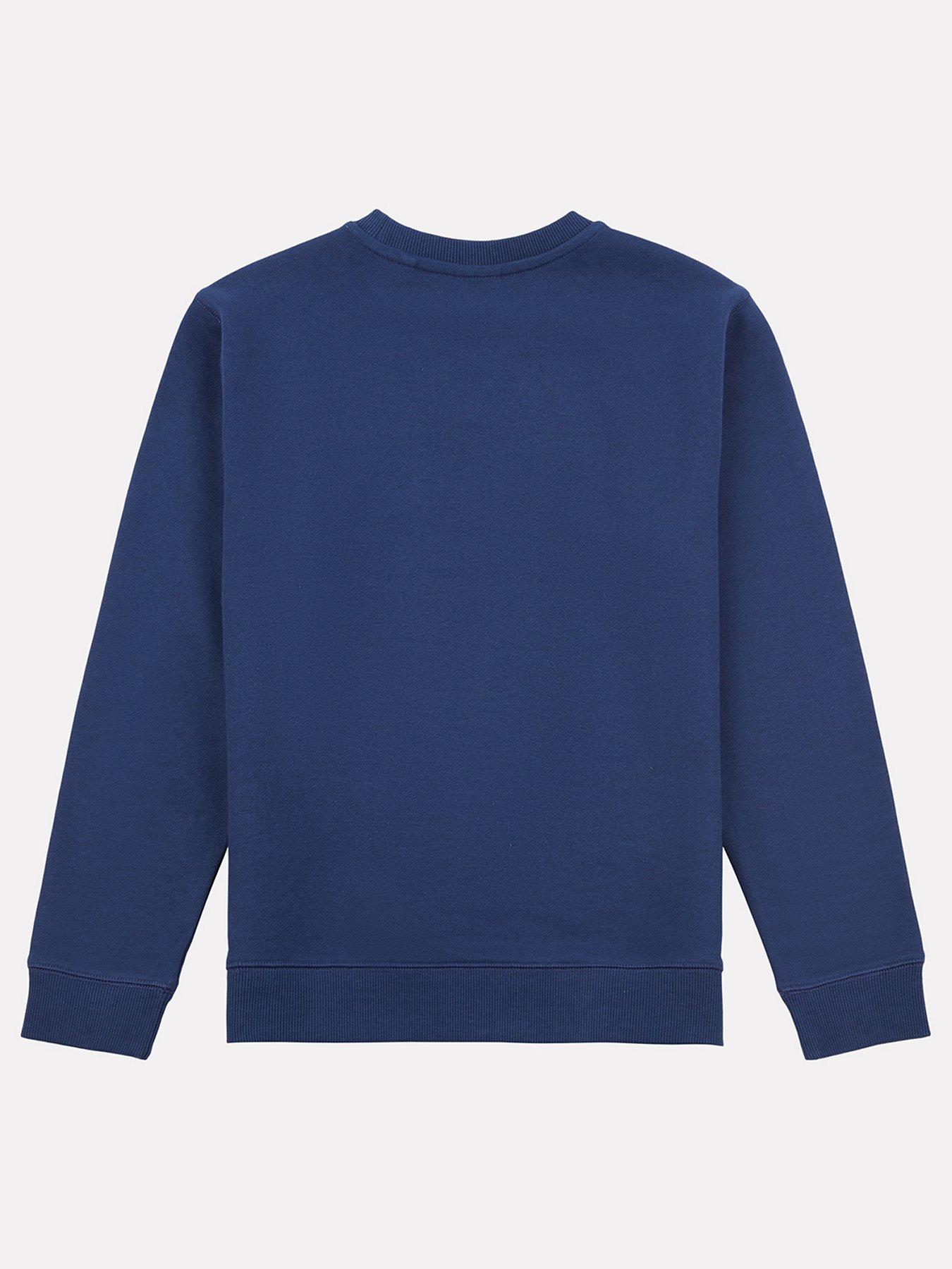 Image 3 of 5 of New Balance Junior Boys French Terry Small Logo Crew - Navy