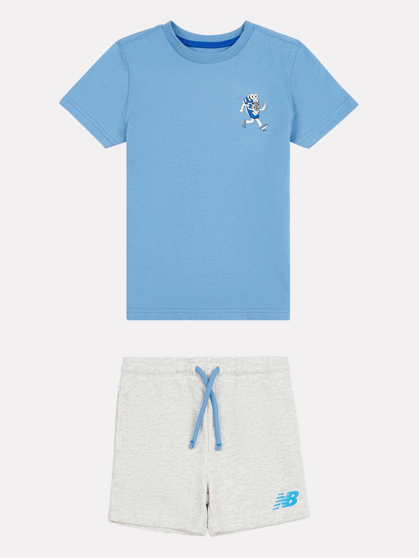 undefined Kids Sneaker Guy Ringer Tee and Short Set - Sky Blue