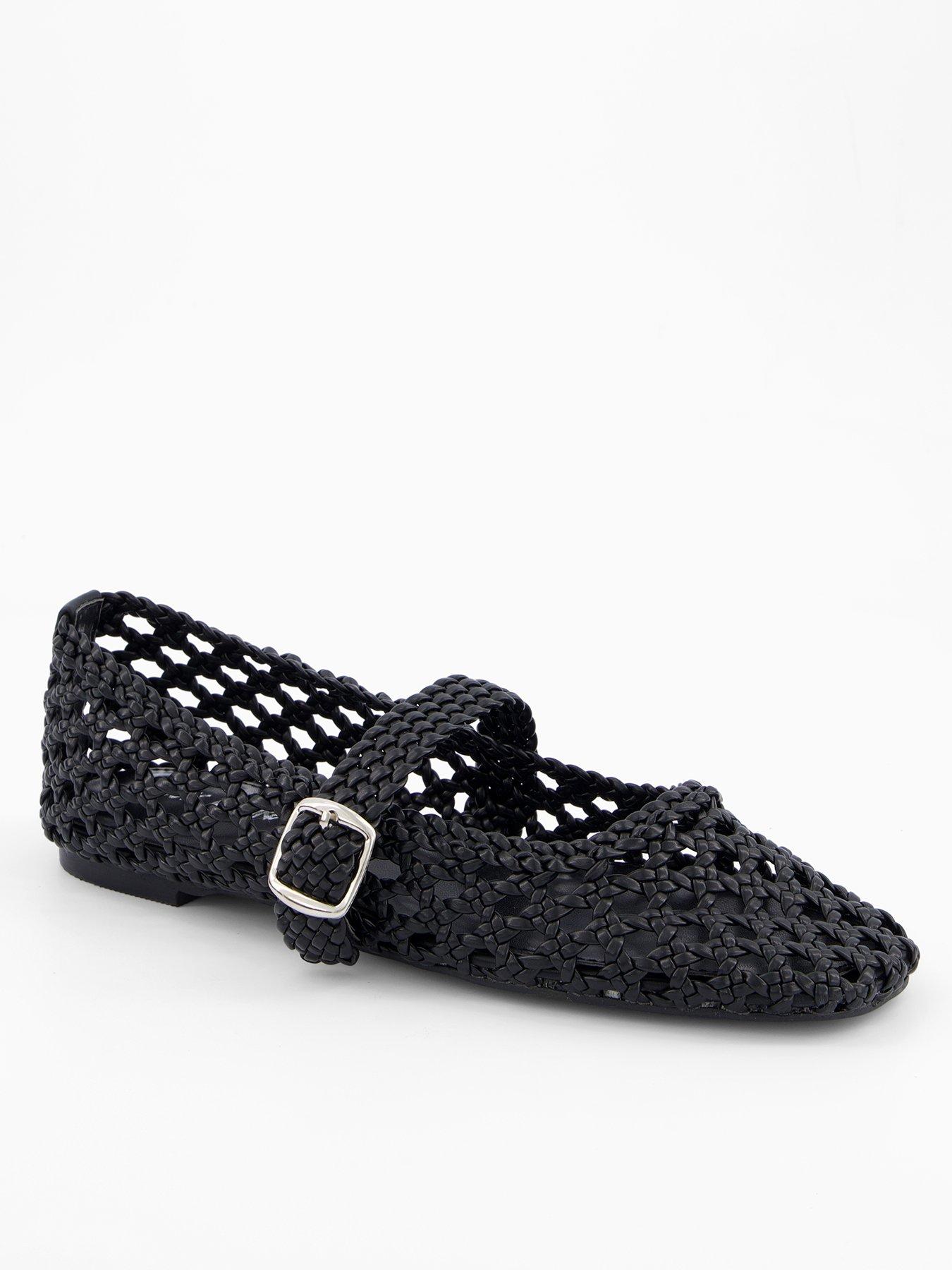 Public Desire Winoma Woven Flat Shoes - Black