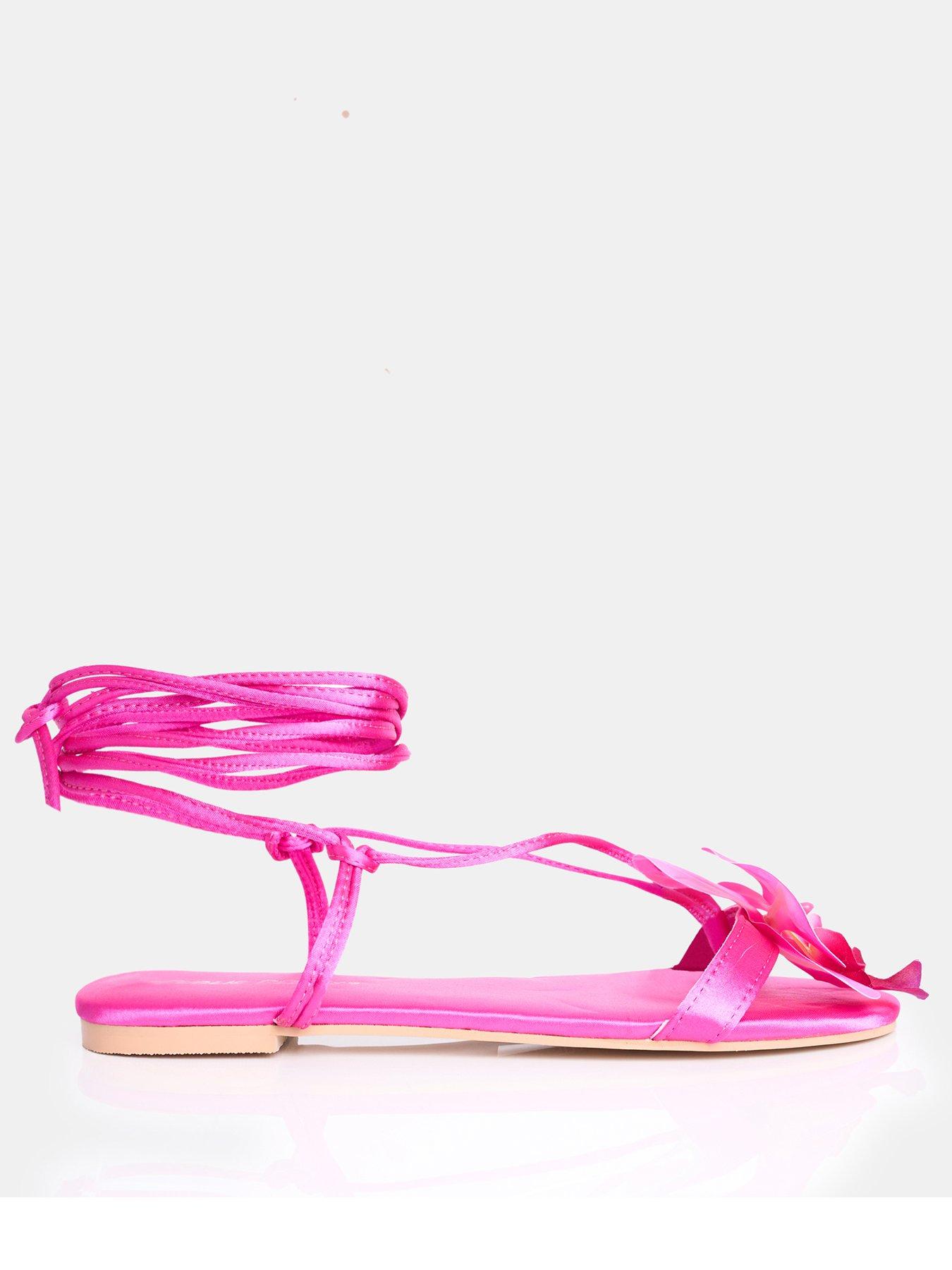 undefined Magnolia Flower Detail Flat Sandal - Pink