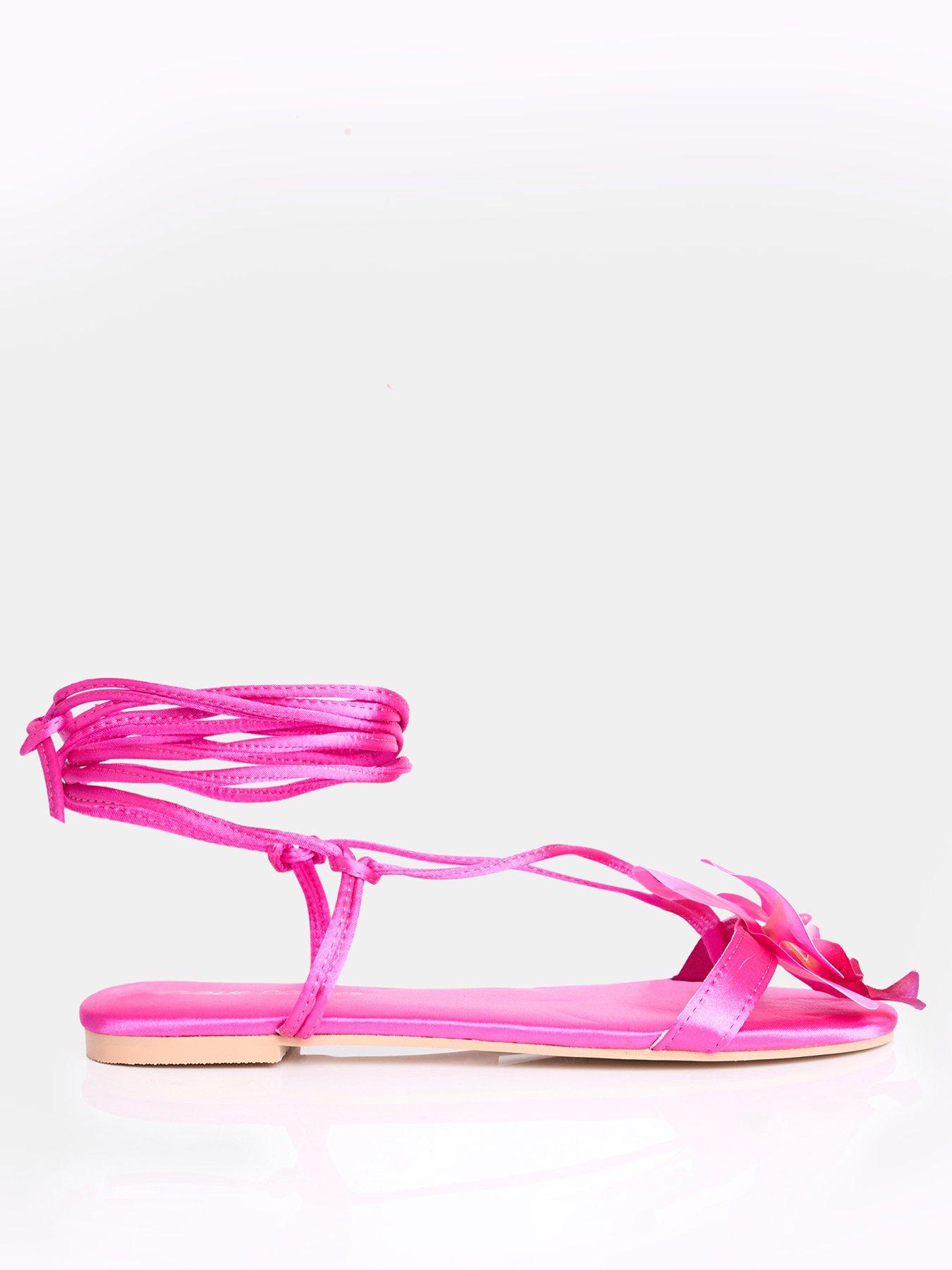 Image 2 of 4 of Public Desire Magnolia Flower Detail Flat Sandal - Pink