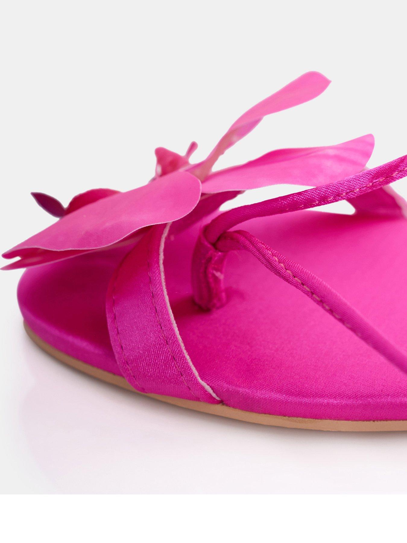 Image 3 of 4 of Public Desire Magnolia Flower Detail Flat Sandal - Pink
