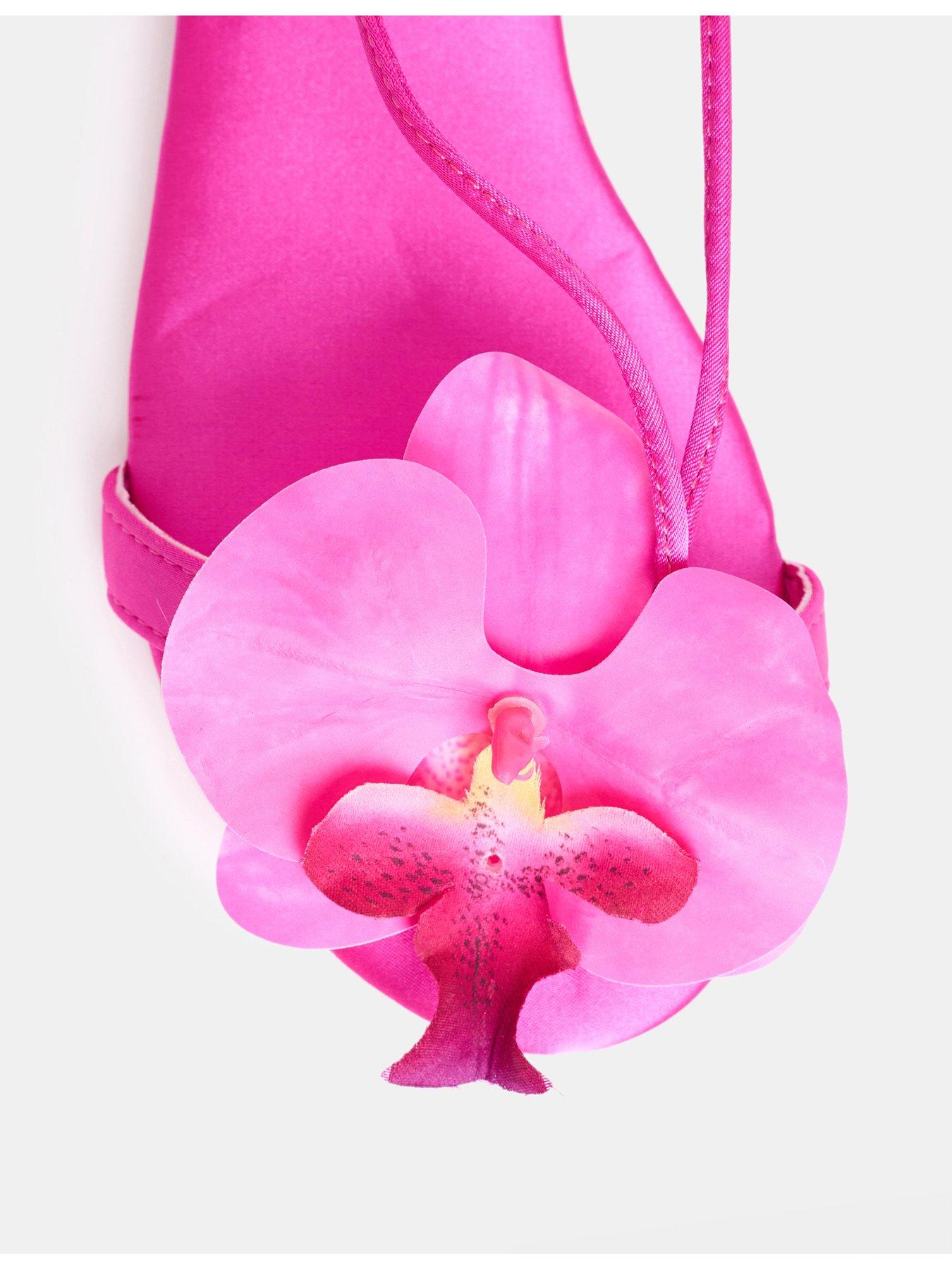 Image 4 of 4 of Public Desire Magnolia Flower Detail Flat Sandal - Pink