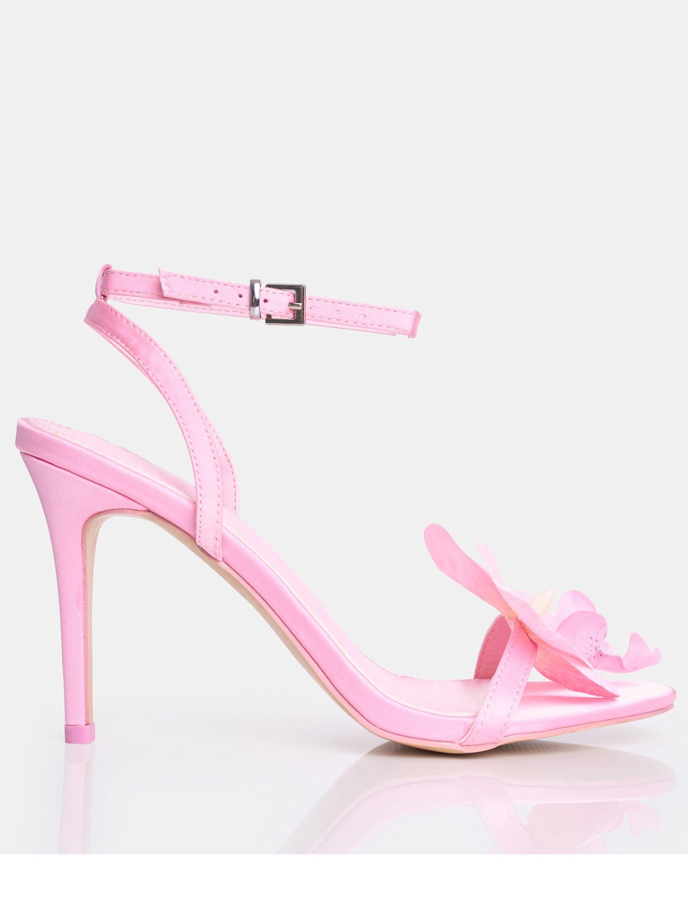 Public Desire Mica Flower Detail Heeled Sandals - Pink