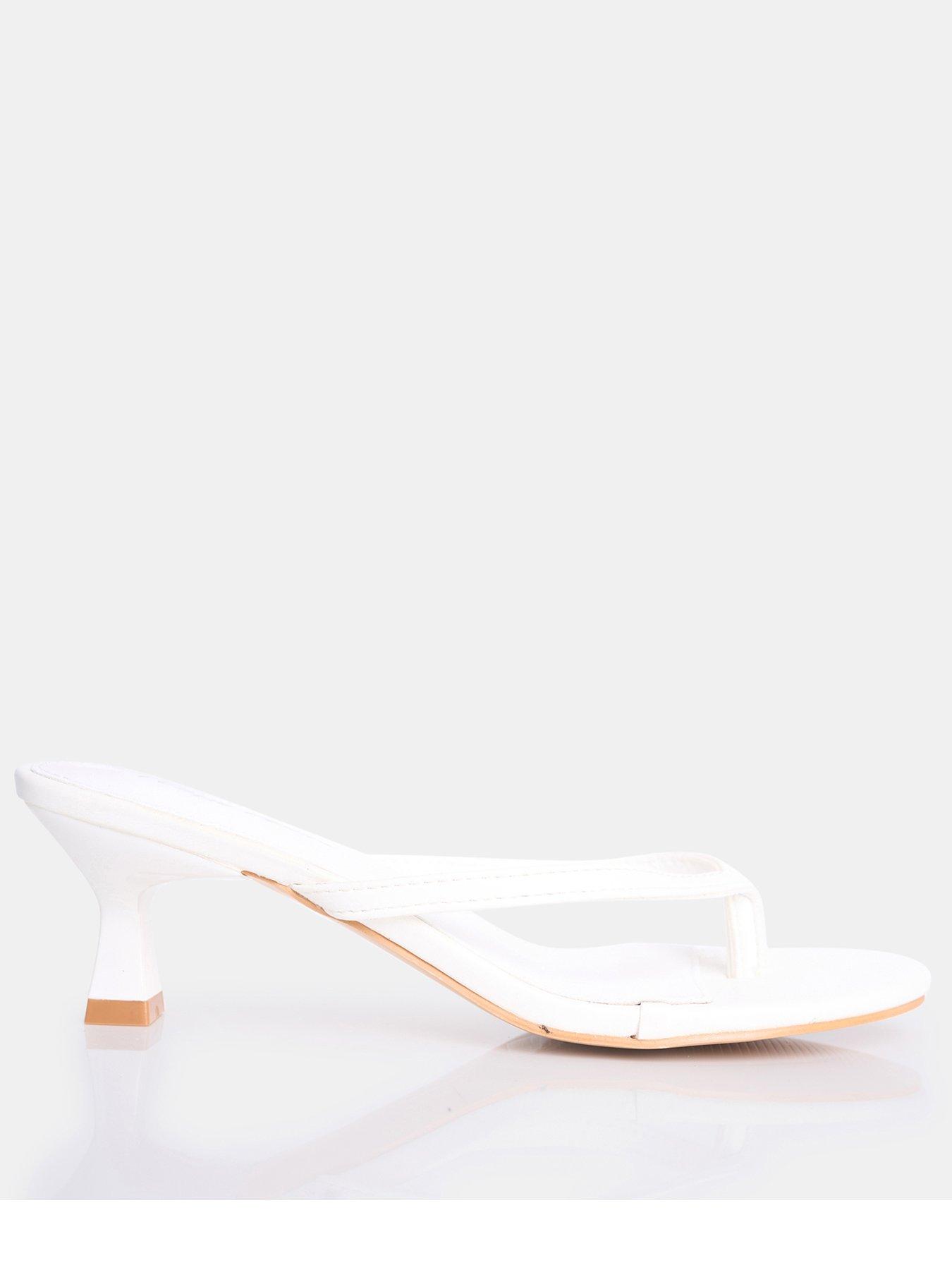 undefined Wide Fit Evermore Toe Post Kitten Heels - White