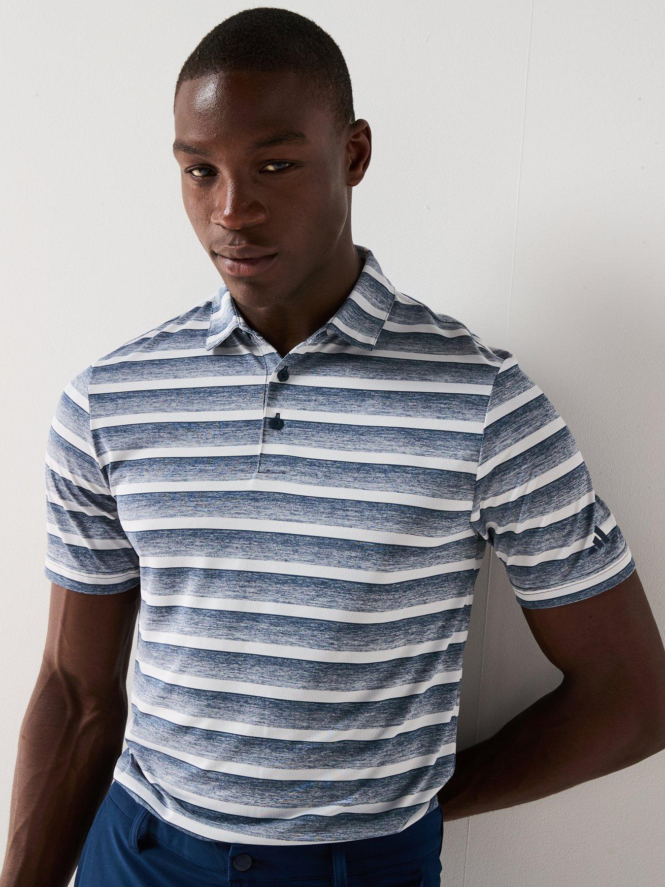Adidas Mens Golf Two Color Stripe Polo-Navy