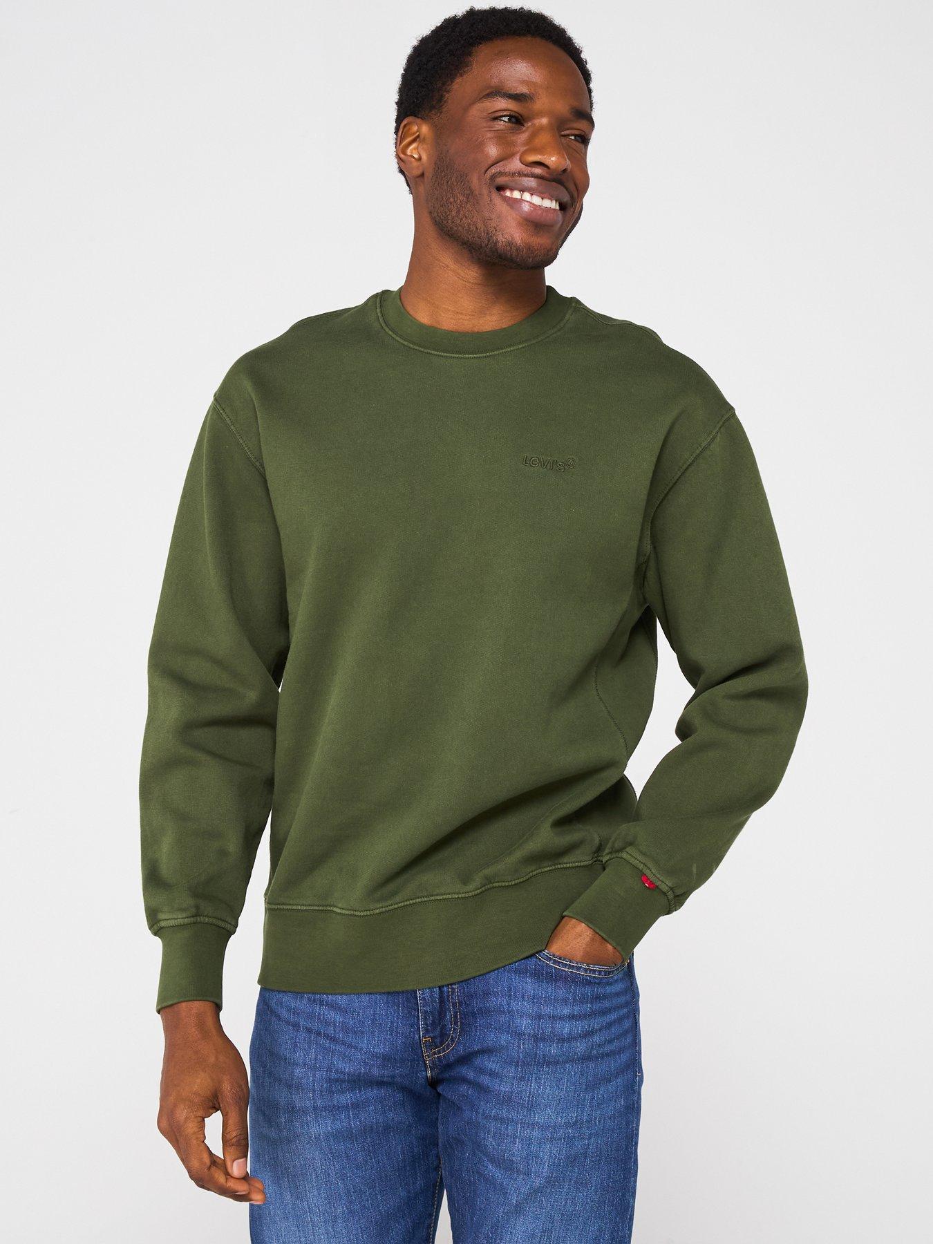 undefined Authentic Tonal Logo Crew Neck Sweat Top- Dark Green
