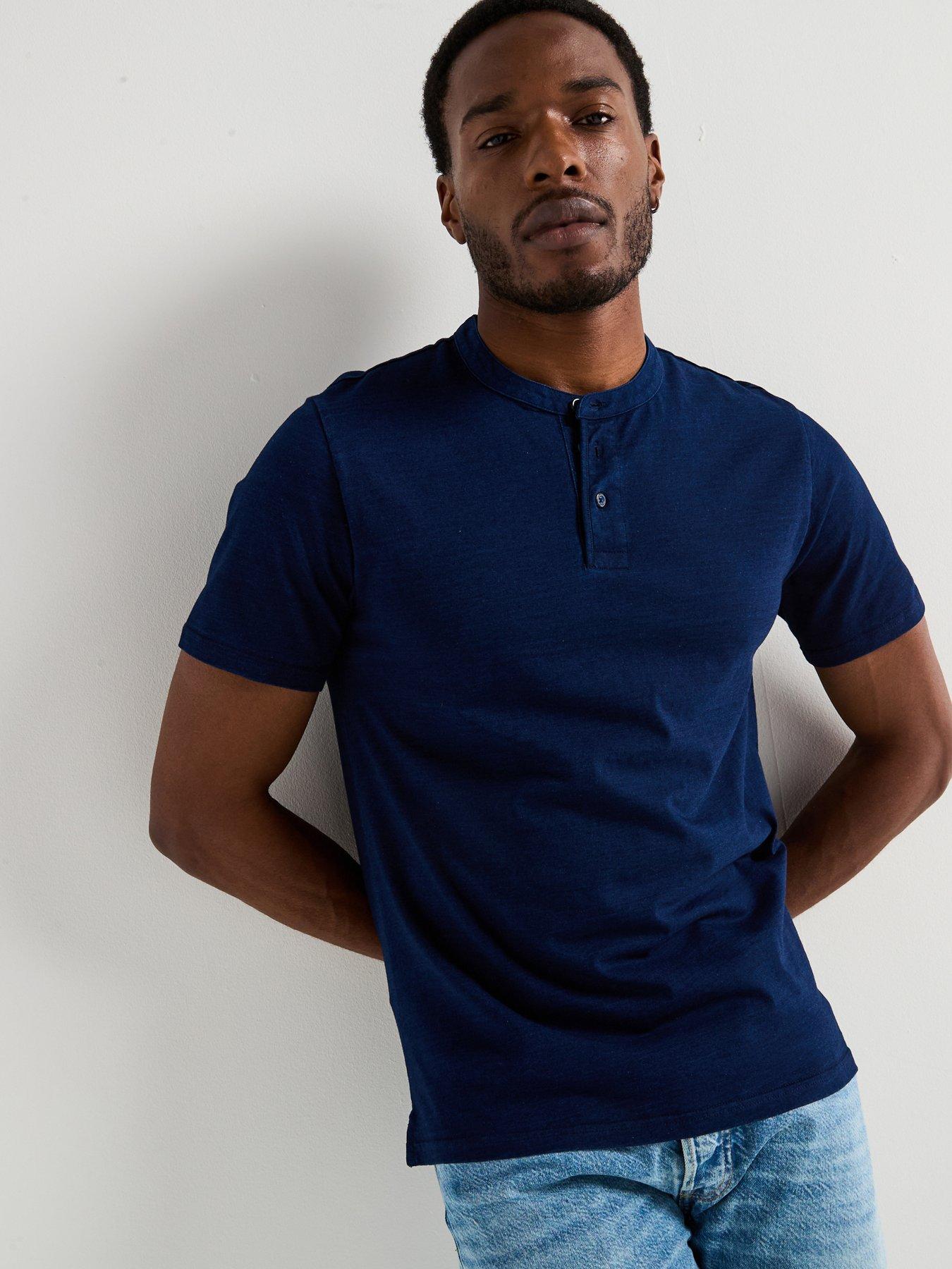 undefined Henley Short Sleeve T-shirt- Dark Blue