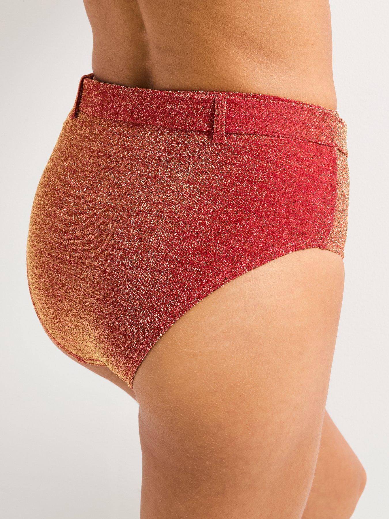 Image 2 of 5 of V by Very Shape Enhancing Lurex High Waisted Belted Brief - Red