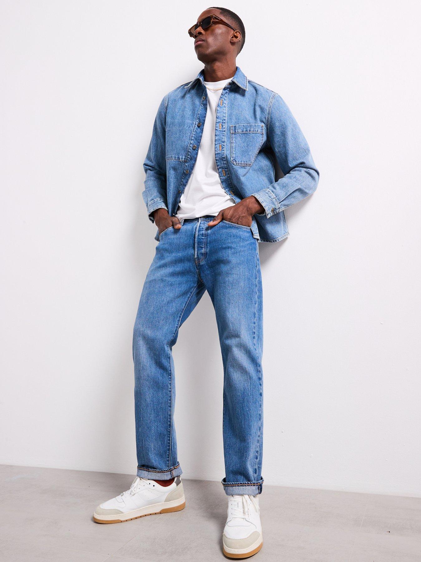 Levi's 501 Original Straight Fit Jeans, Mid Wash, Size 38, Inside Leg Regular, Men