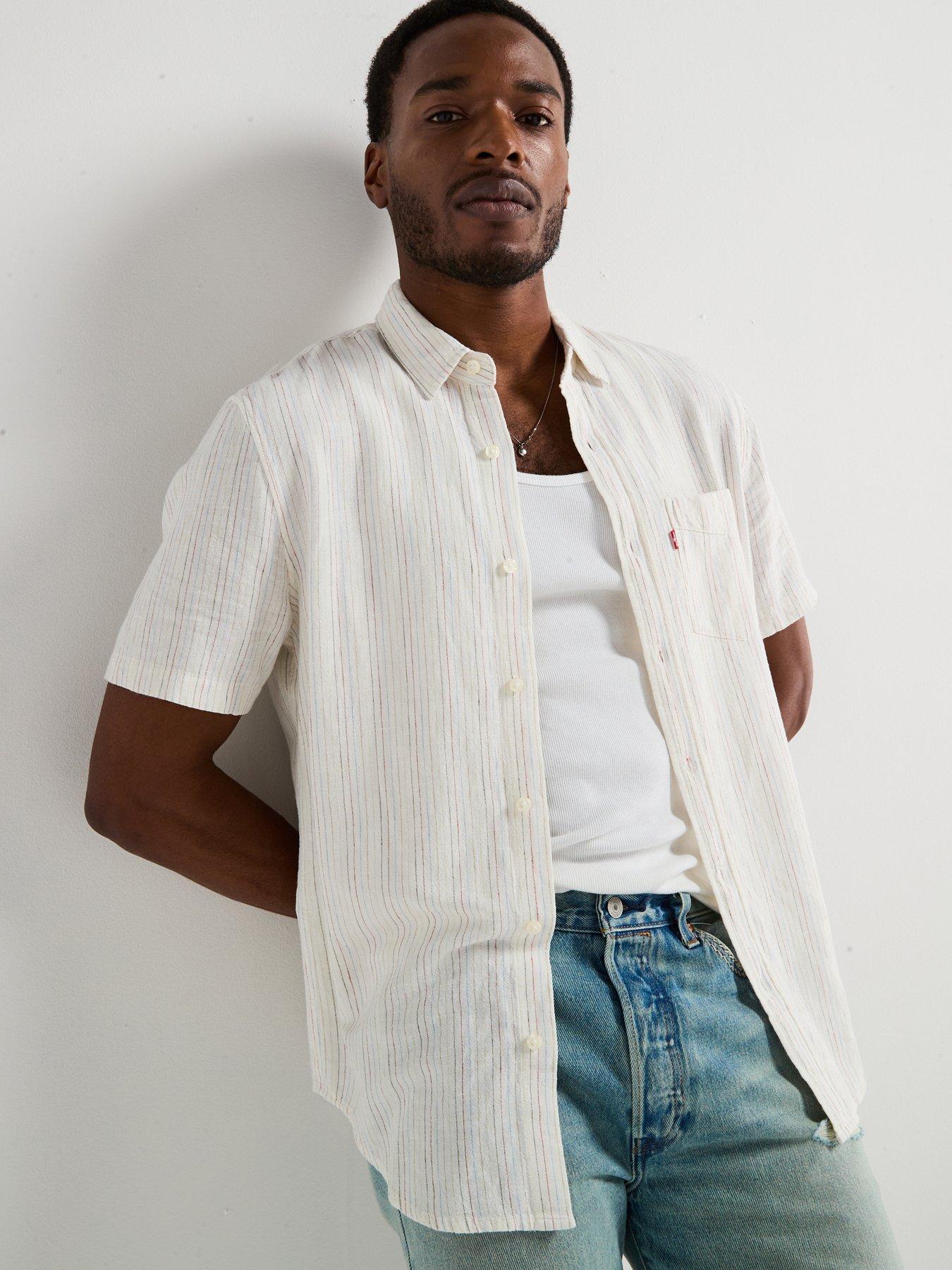 undefined Levis Sunset Pocket Standard Fit Linen+ Denim Short Sleeve Shirt - Red