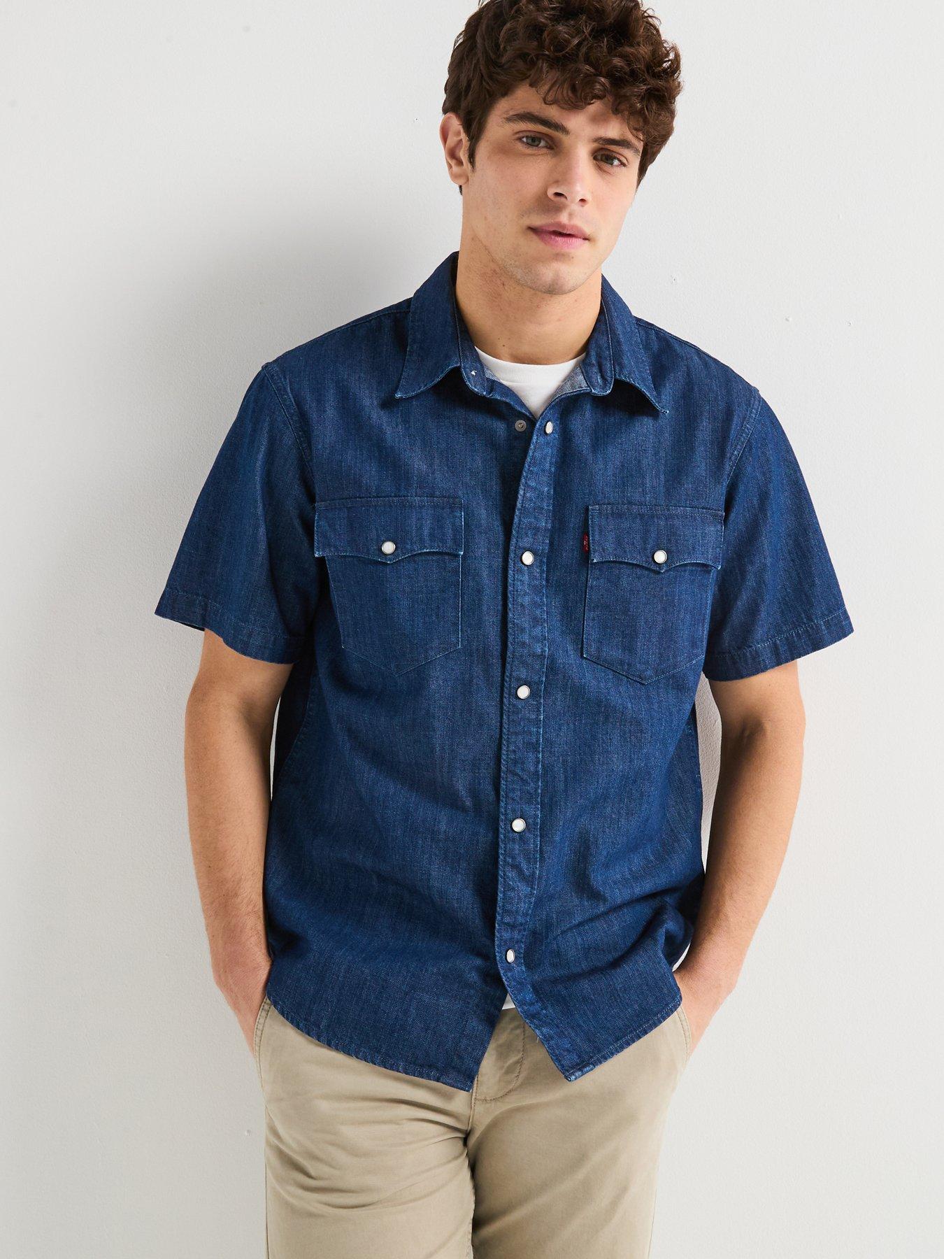 undefined Relaxed Fit Short Sleeve Shirt- Blue