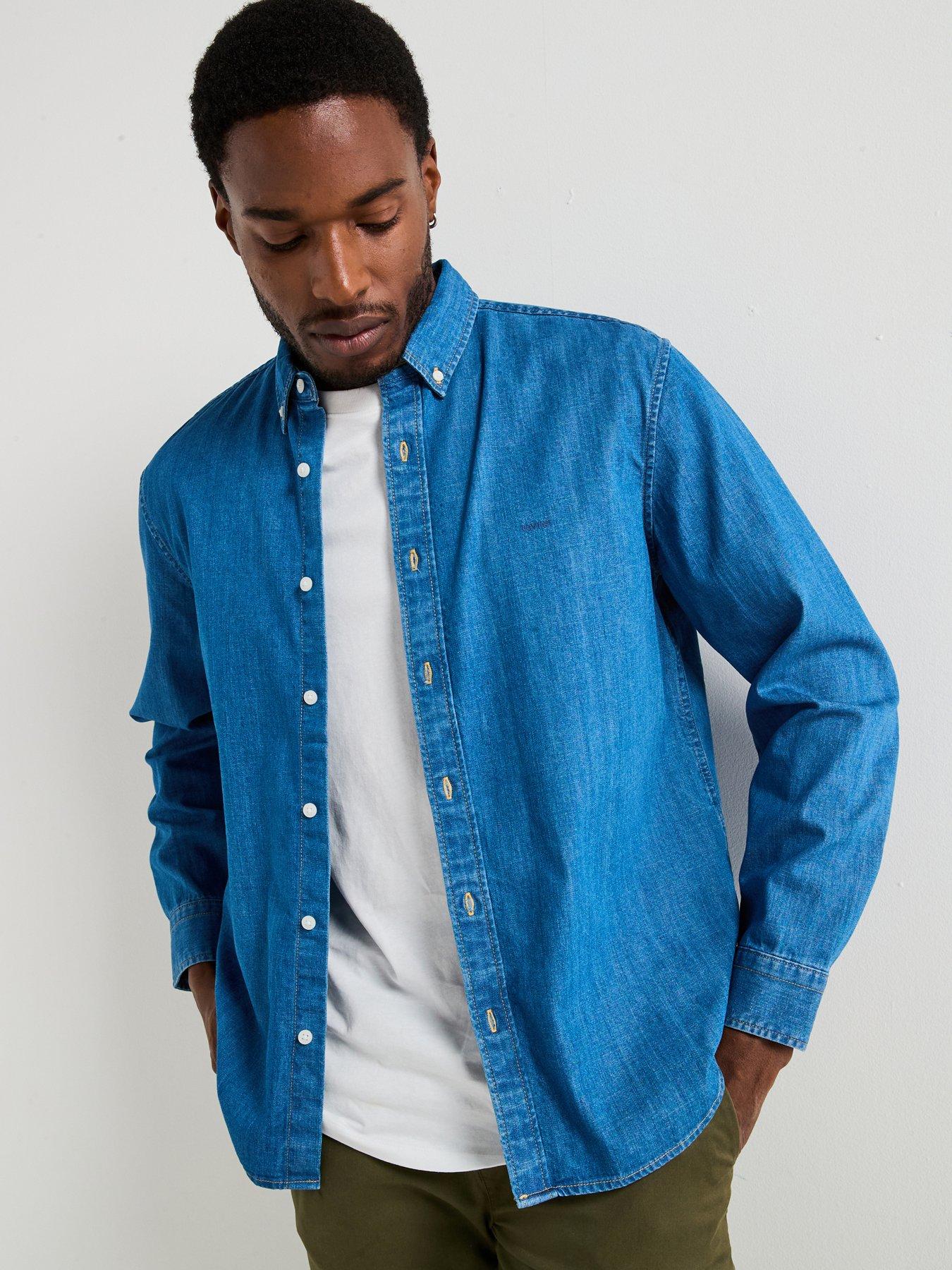 undefined Authentic Button Down Denim Shirt- Medium Indigo