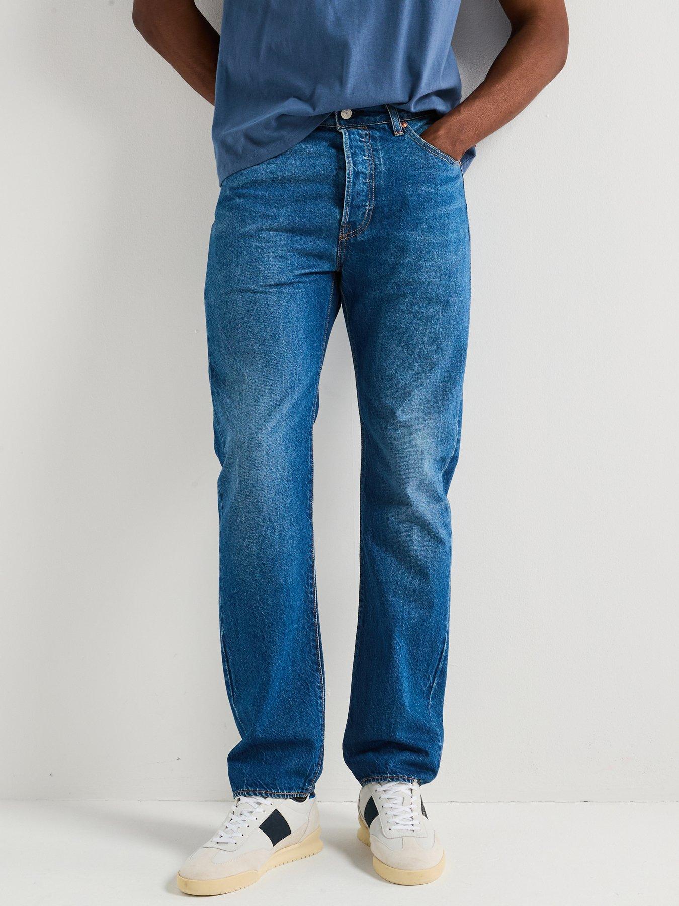 undefined 501 Original Straight Fit Jeans - Window Pane Lightweight - Dark Blue