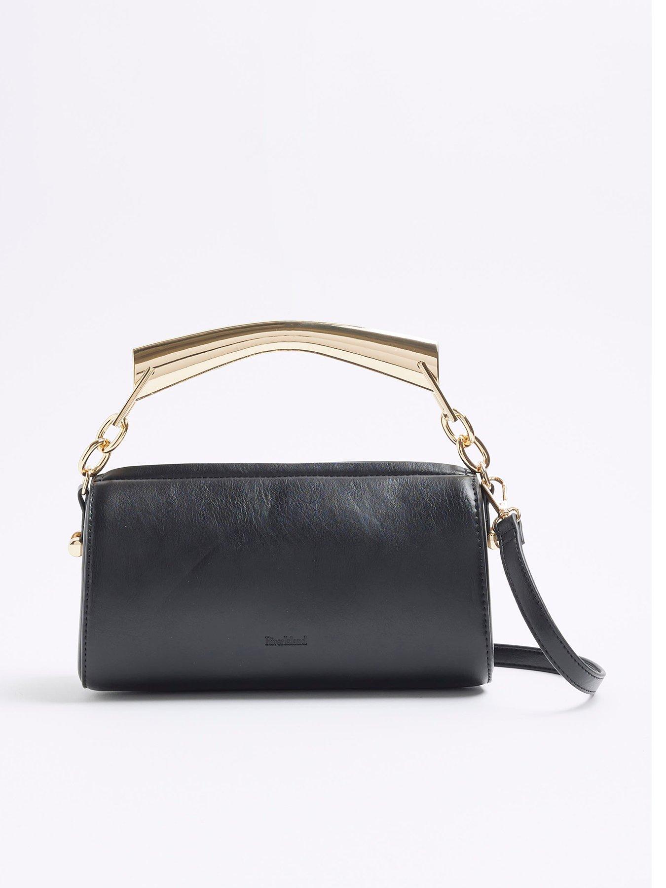 undefined Metal Handle Cylinder Bag - Black