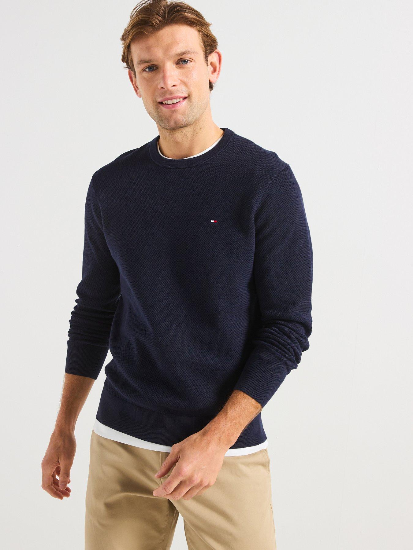 undefined Essential Structure Crew Neck Knitted Jumper - Navy