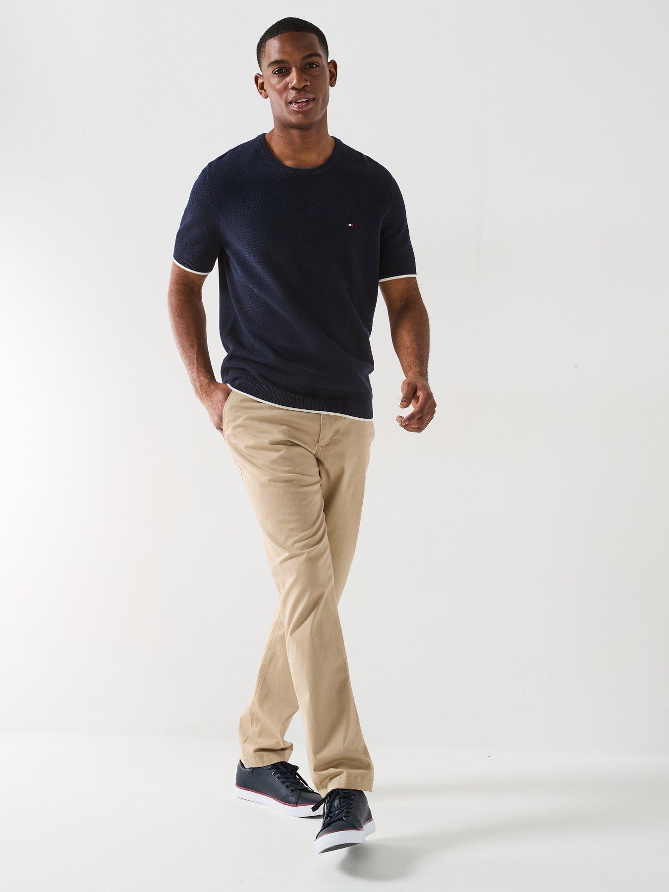 Image 3 of 5 of Tommy Hilfiger Tipped Structure Short Sleeve Knitted T-Shirt - Navy