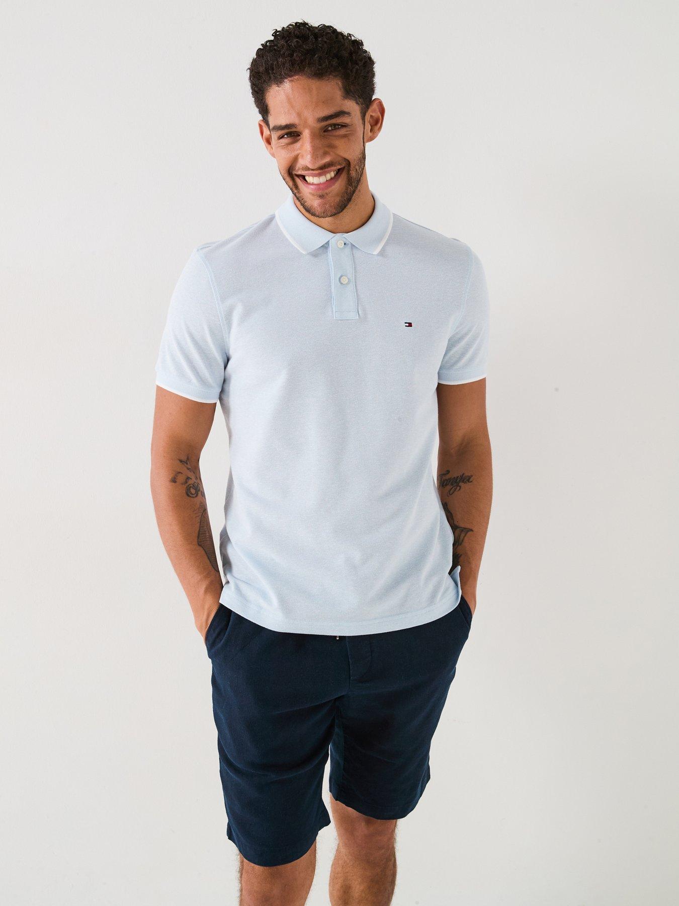 undefined Regular Fit Linen Pique Polo Shirt - Light Blue