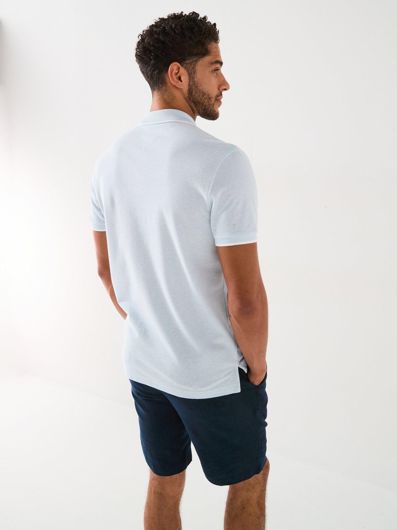 Image 2 of 6 of Tommy Hilfiger Regular Fit Linen Pique Polo Shirt - Light Blue